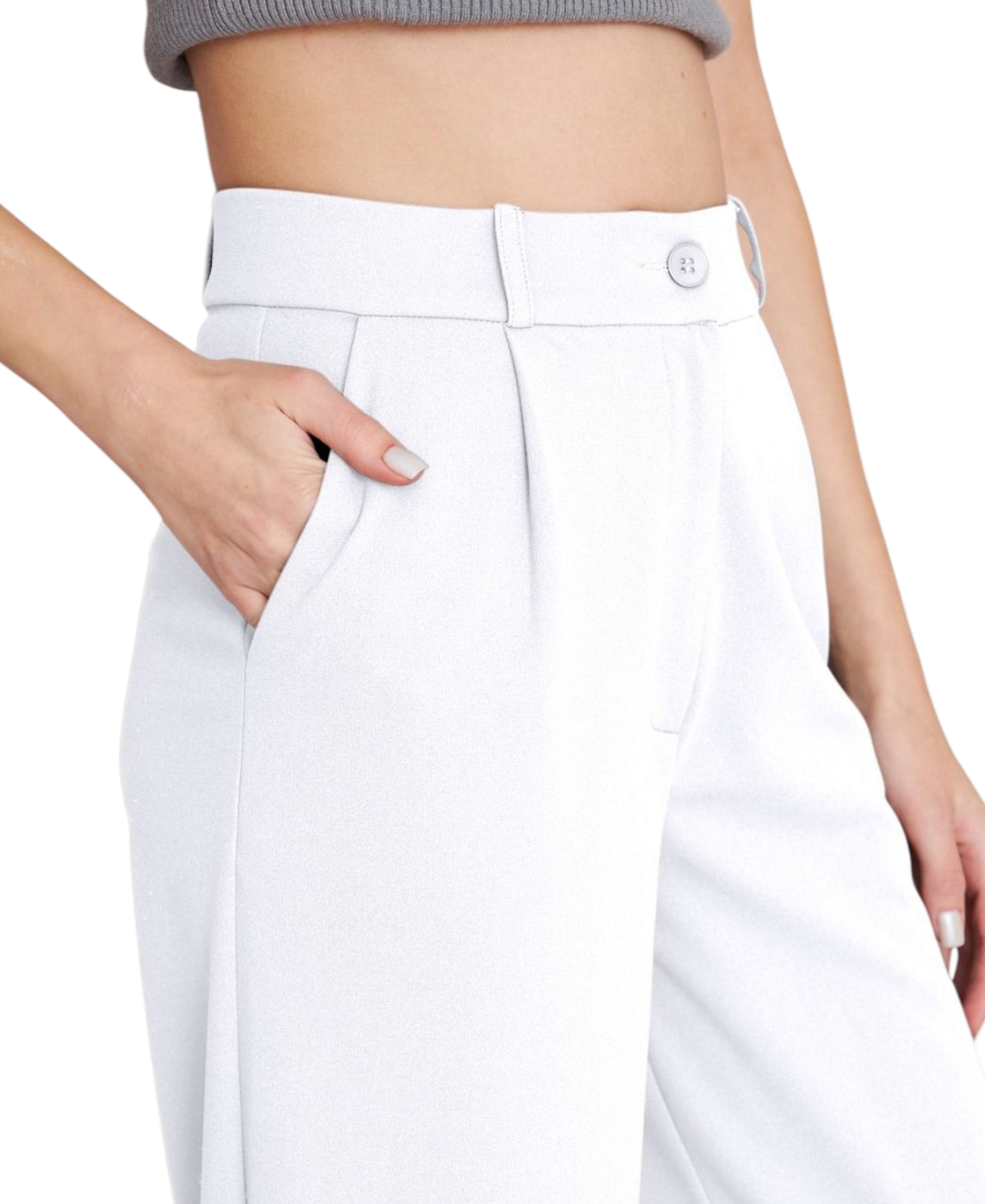 Palazzohose Damen-Marlenehose mit elastischem, hohem Bund