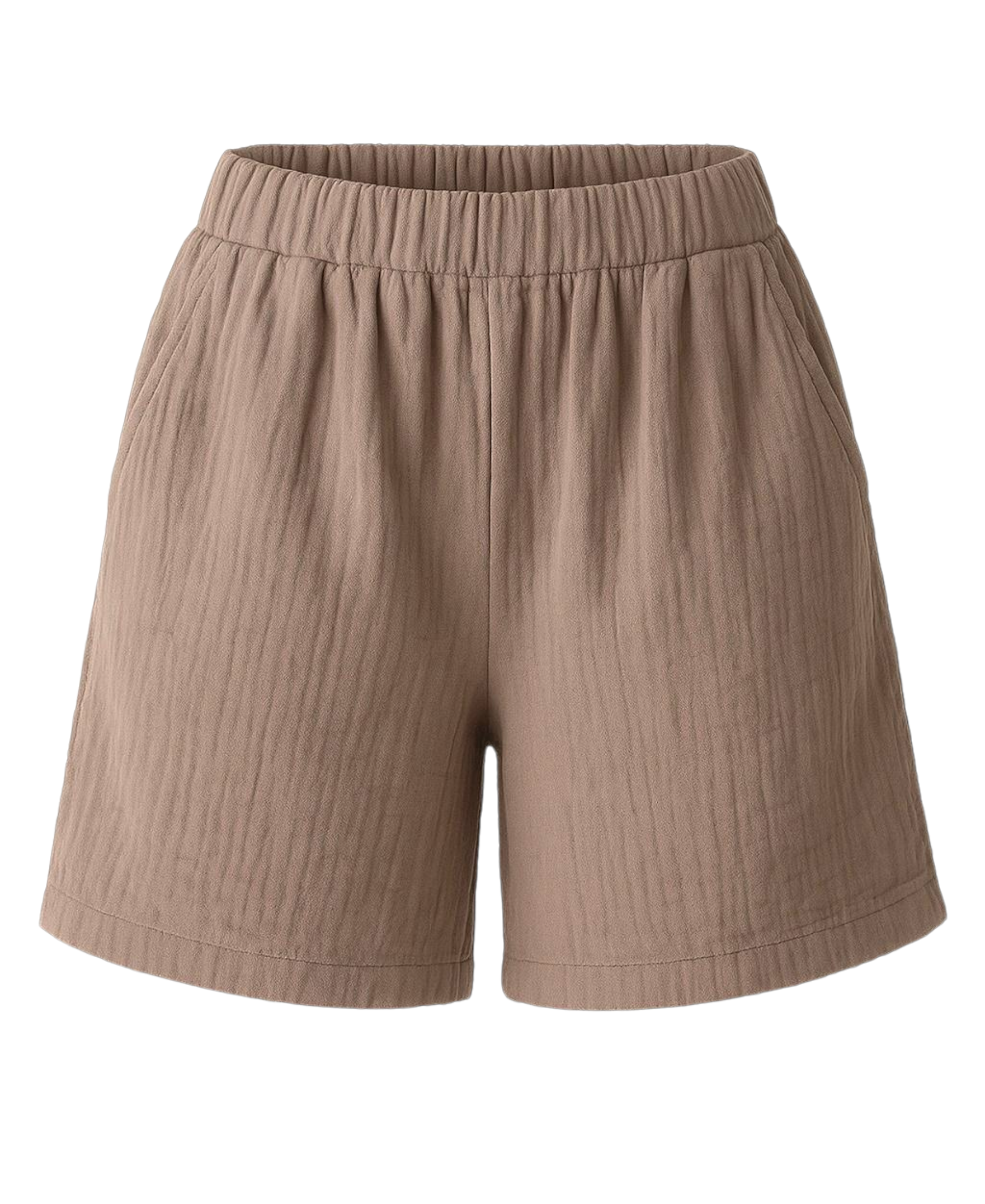 Shorts Musselin Sommer-Hose, 100 % Baumwolle, elastischer Bund luftiger Schnitt