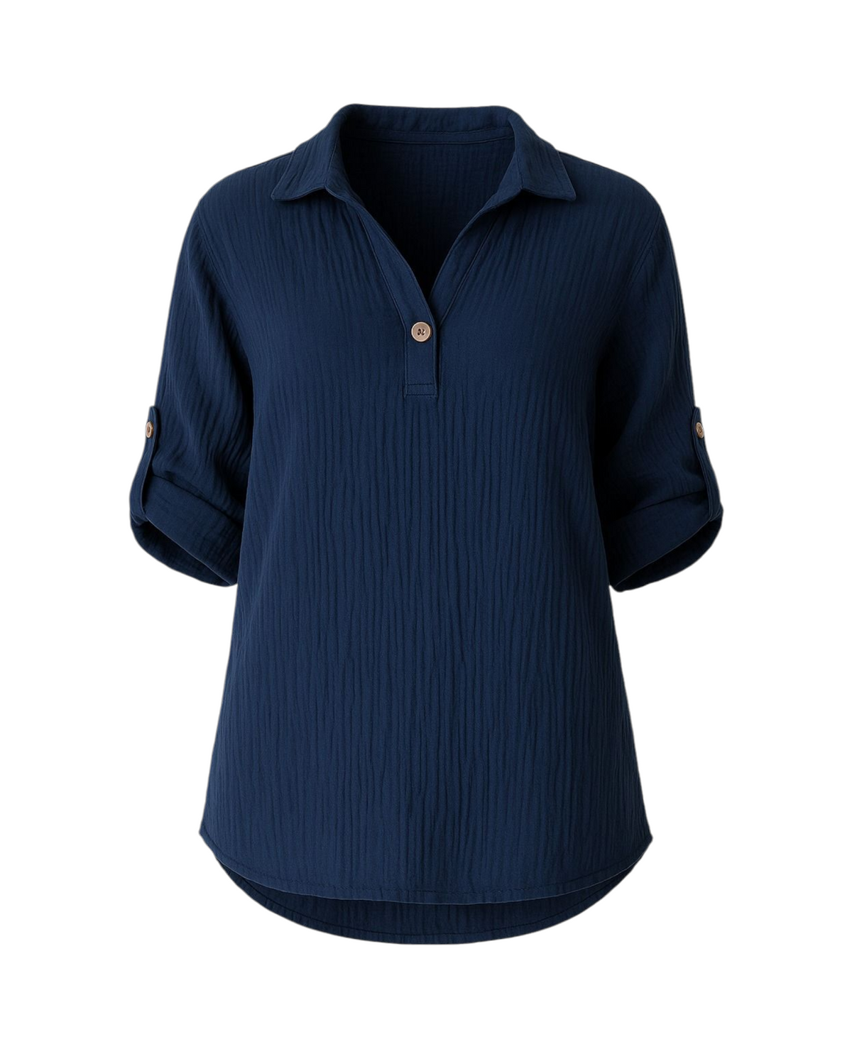 Schlupfbluse – Musselin, 100 % Baumwolle, Halbarm, Oversize,Einheitsgröße 34-44