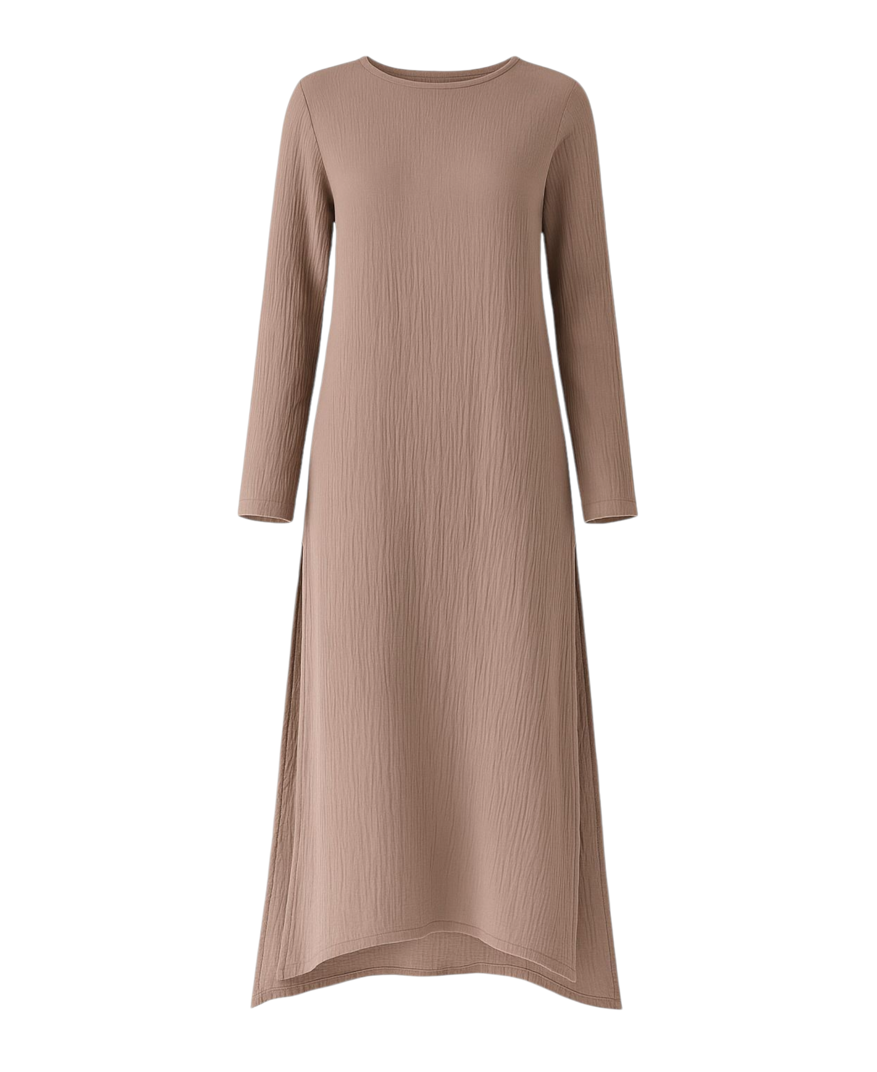 Longtunika Musselin 100 % Baumwolle 125 cm, Seitenschlitze, Modest Fashion 34–50