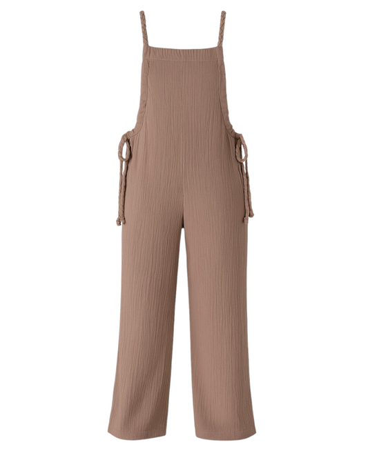 Latzhose aus Musselin mit Flechtträgern – locker, weich & größenverstellbar