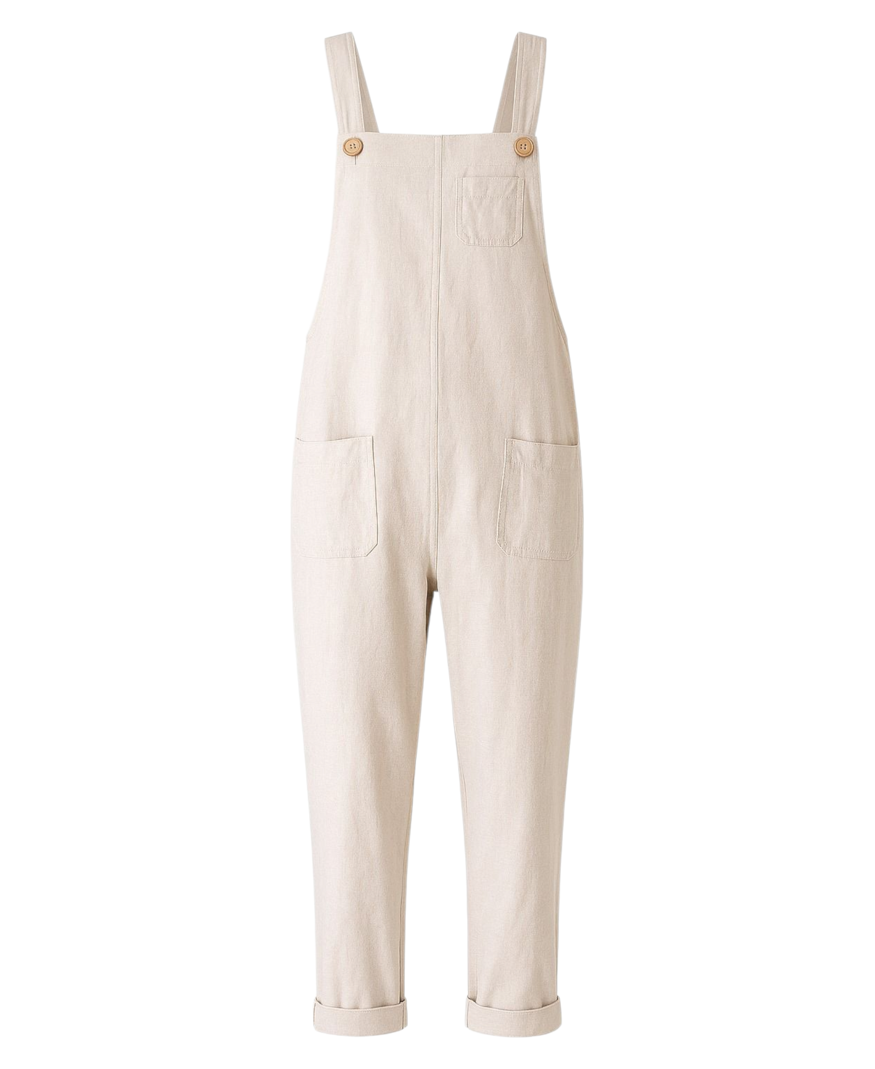 Latzhose – Leinen Jumpsuit mit Taschen, verstellbar, Overall Look, Gr. 34–46