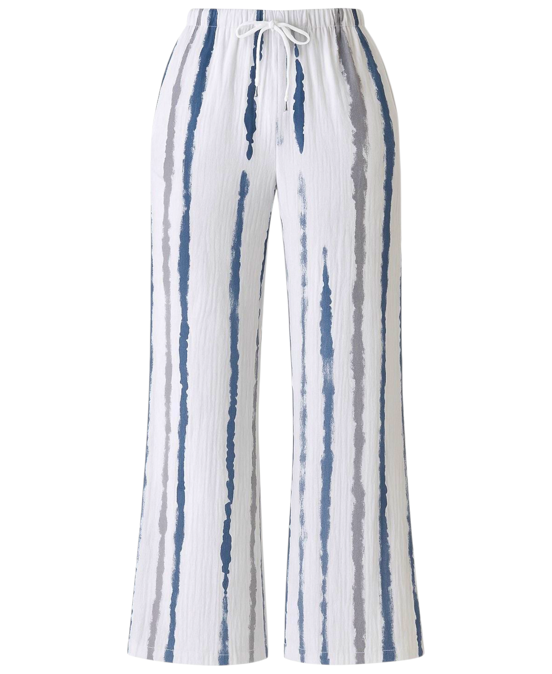 Palazzohose – Musselin, Batik-Druck, 100 % Baumwolle, elastisch, Petrolblau oder Grau