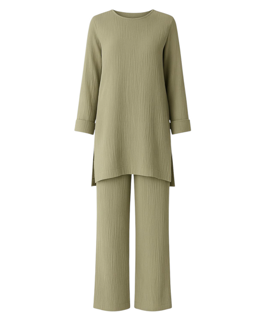 Hosenanzug – Tunika Set aus Musselin, 100 % Baumwolle, Modest Fashion