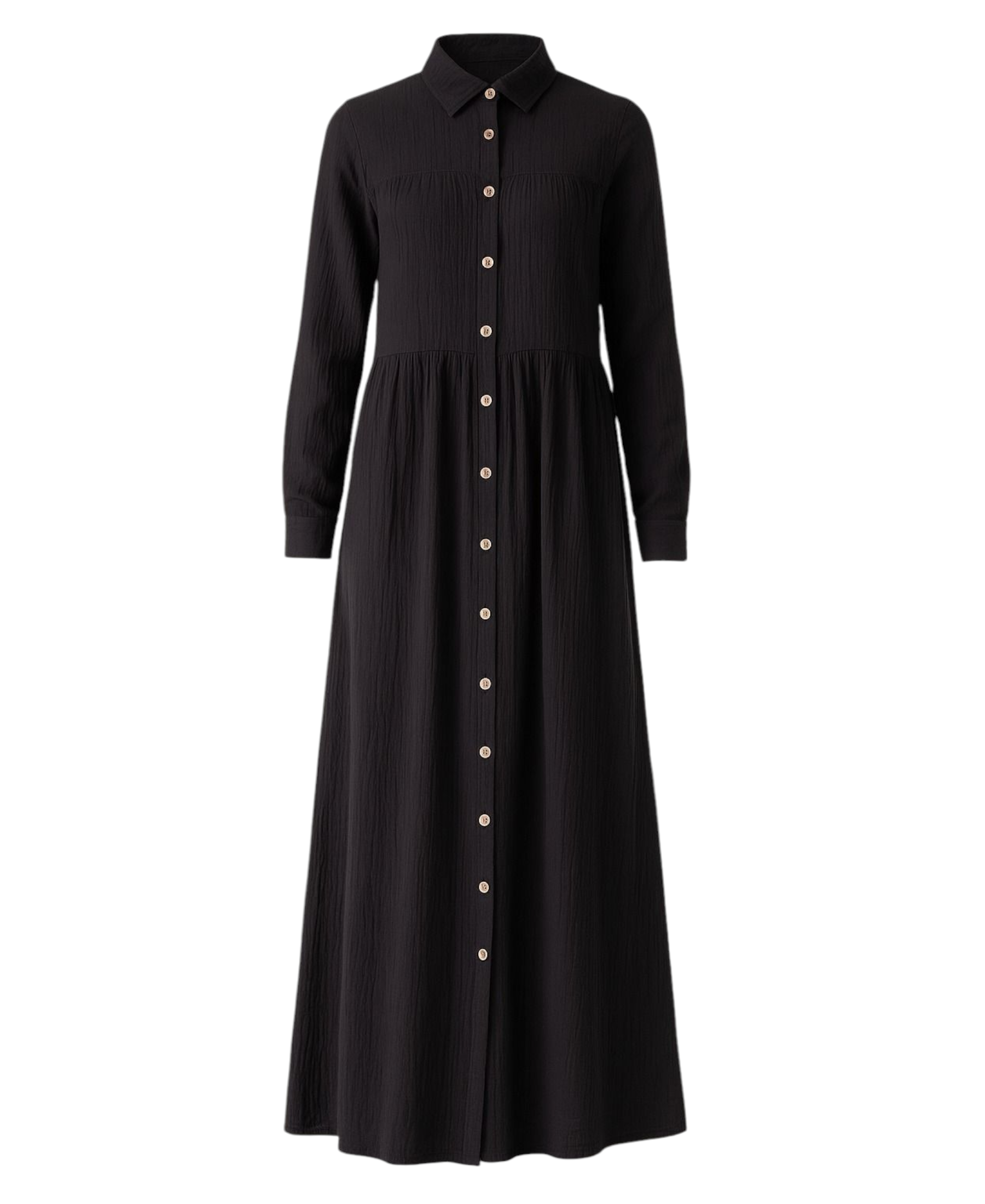 Sommerkleid Musselin Maxikleid 100% Baumwolle, mit Knopfleiste, 145 cm