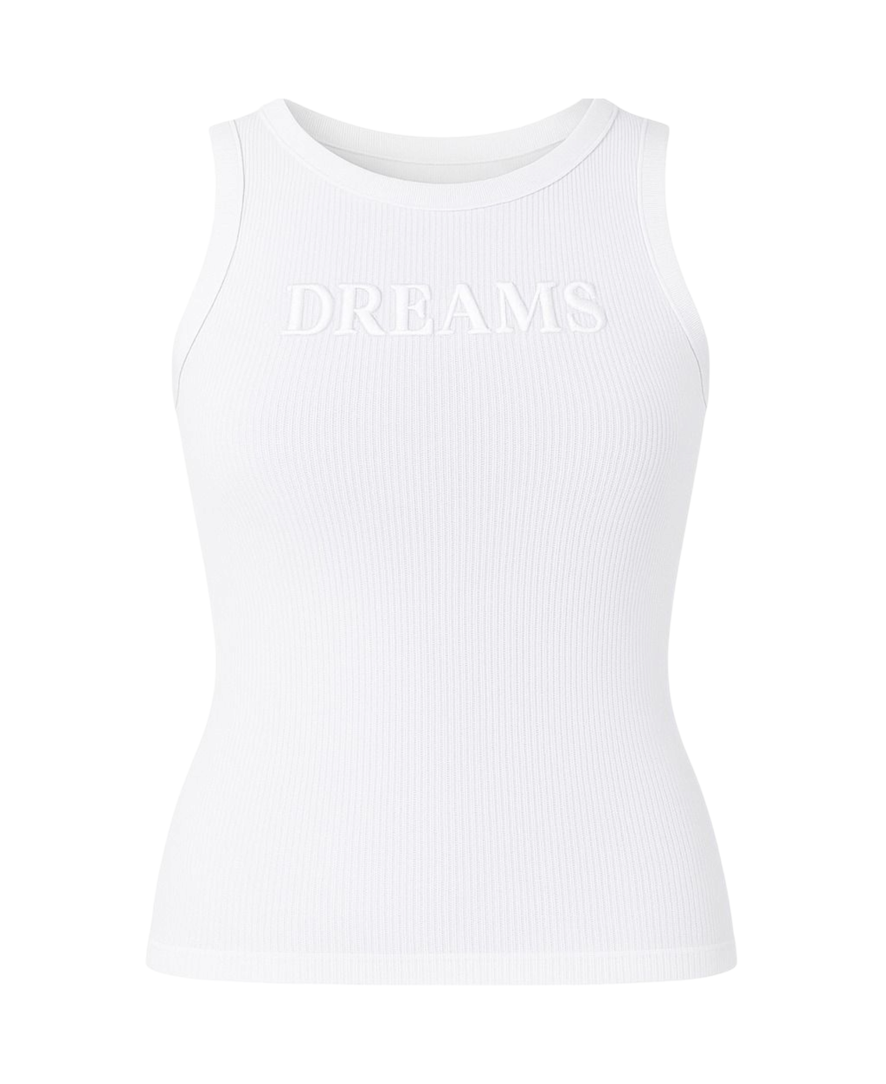 Shirttop – Damen Ripp Sport-Top aus Modal mit 3D-Druck DREAMS ärmellos