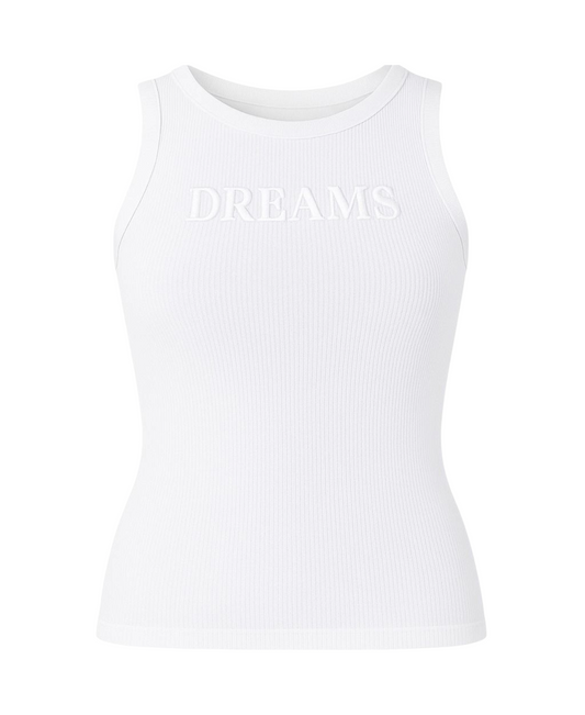 Shirttop – Damen Ripp Sport-Top aus Modal mit 3D-Druck DREAMS ärmellos