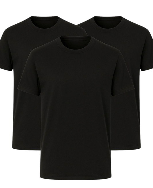 T-Shirt Herren Basic Schwarz (3er Pack) – Unterziehshirt aus 100 % Baumwolle