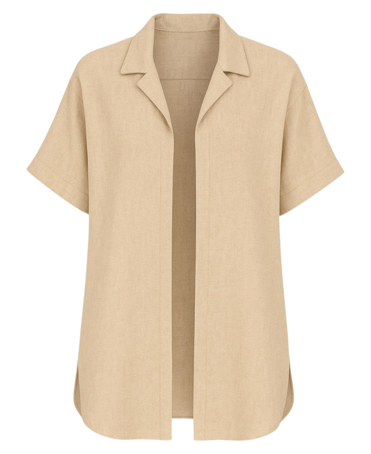 Leinenhemd Damen Oversize Hemd in Leinenoptik – Einheitsgröße (34-44)