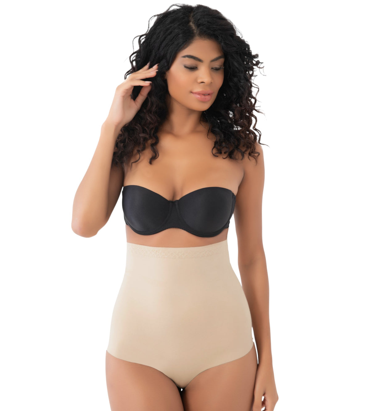 Miederslip mit hoher Taille, Lazer-Cut Corsage, Silikonbund Shapingwear