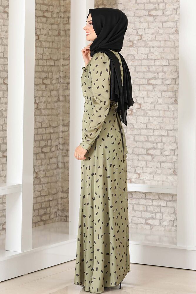 Satinkleid Abendleid gemustert Hijab Mode Modest Fashion Abaya Stil