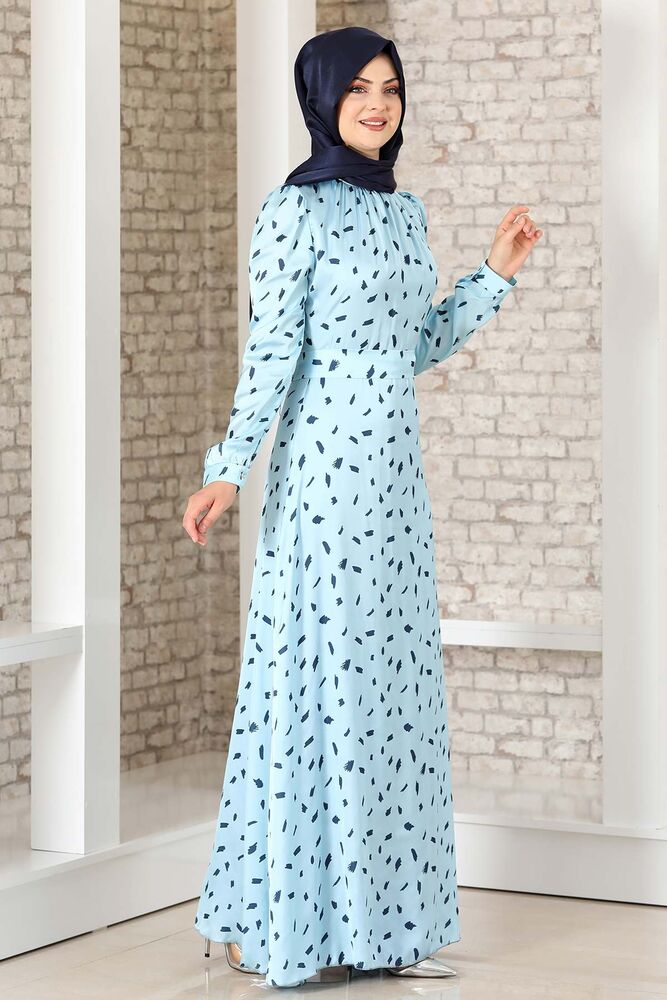 Satinkleid Abendleid gemustert Hijab Mode Modest Fashion Abaya Stil