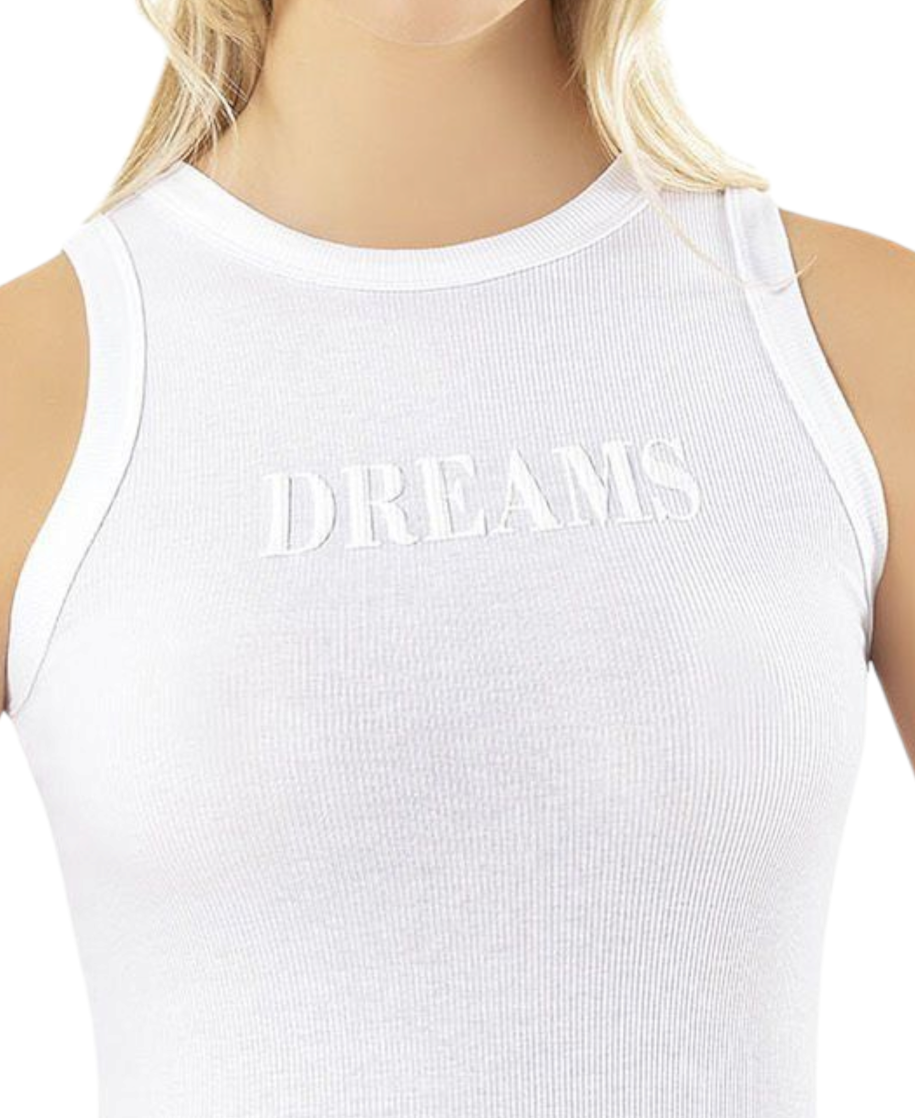 Shirttop – Damen Ripp Sport-Top aus Modal mit 3D-Druck DREAMS ärmellos