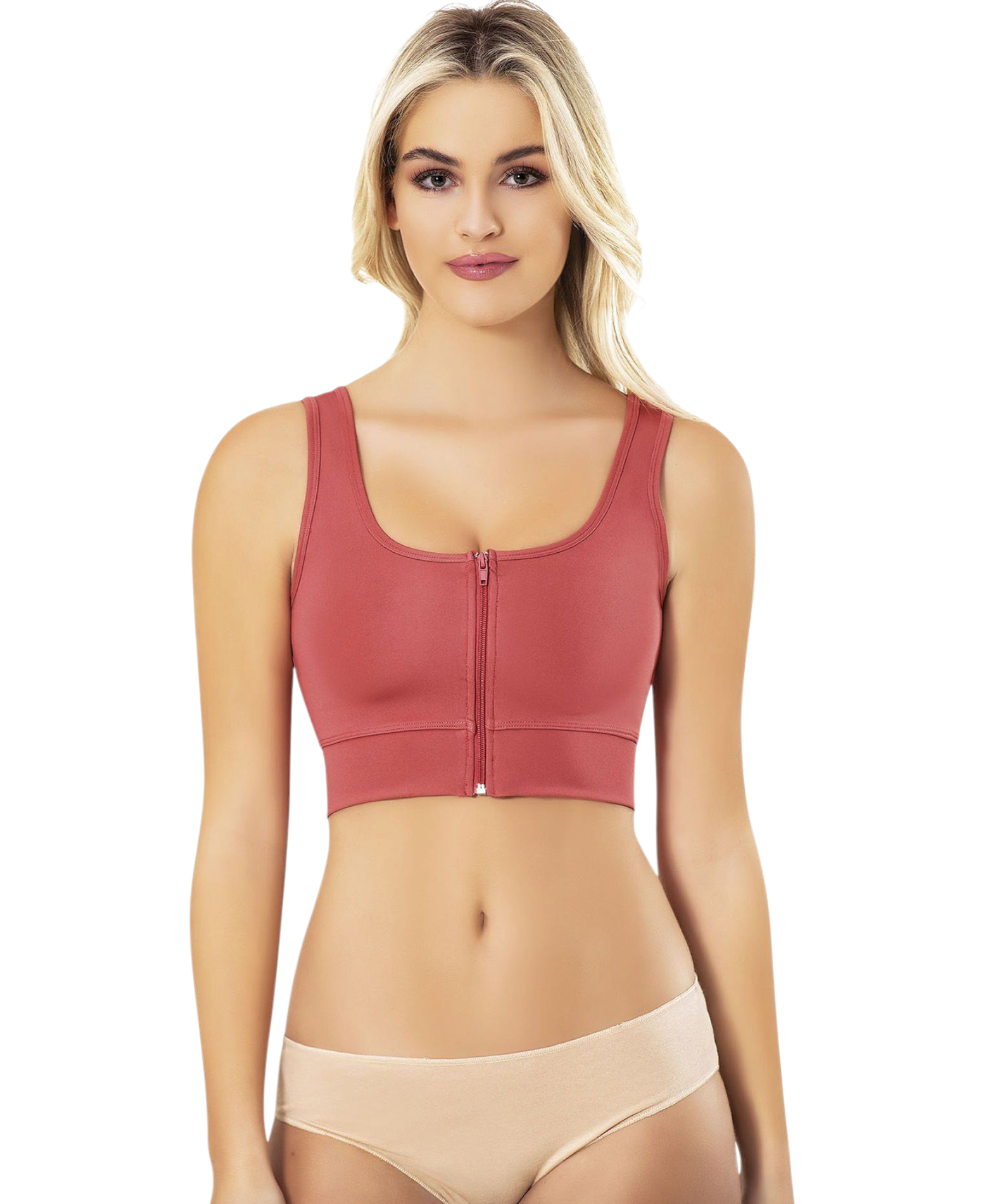 Bustier Damen Sport-Top mit Frontreißverschluss & herausnehmbaren Pads