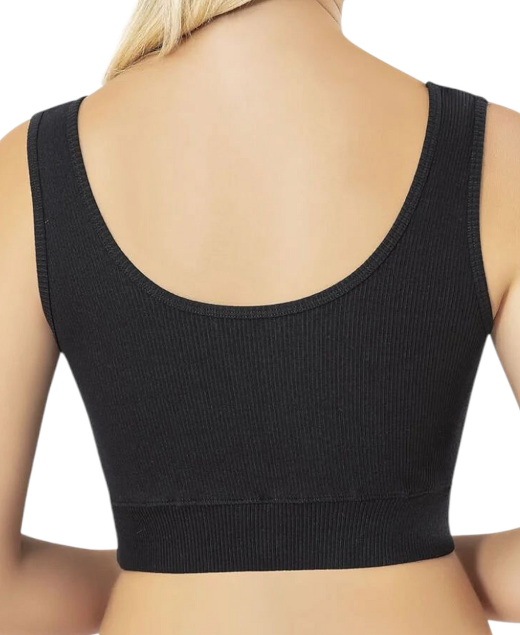 Crop-Top mit V-Detail-Ausschnitt - geripptes Bustier aus Baumwolle