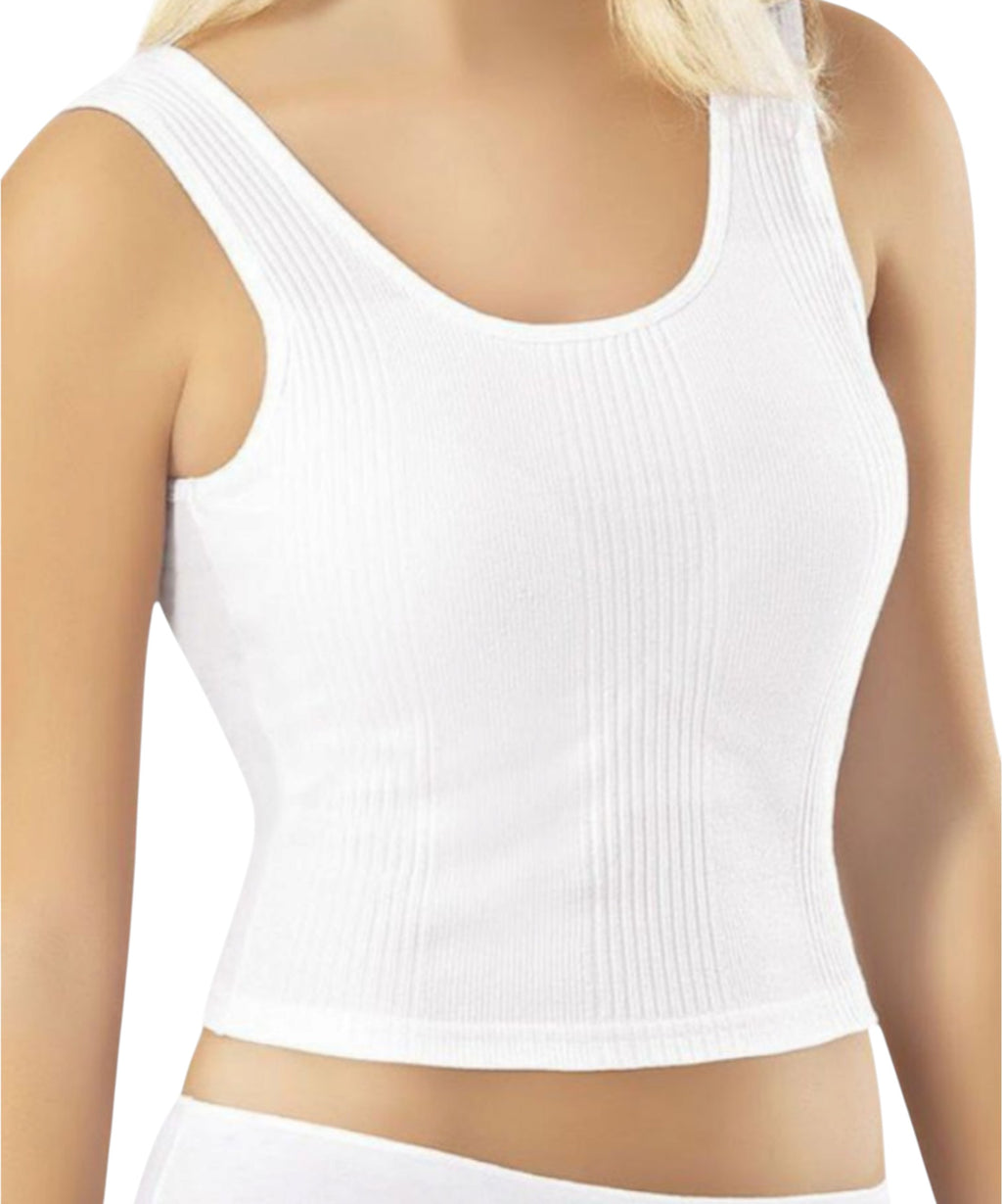 Crop-Top Damen Ripptop aus Baumwolle, ärmellos, figurbetont, elastisch
