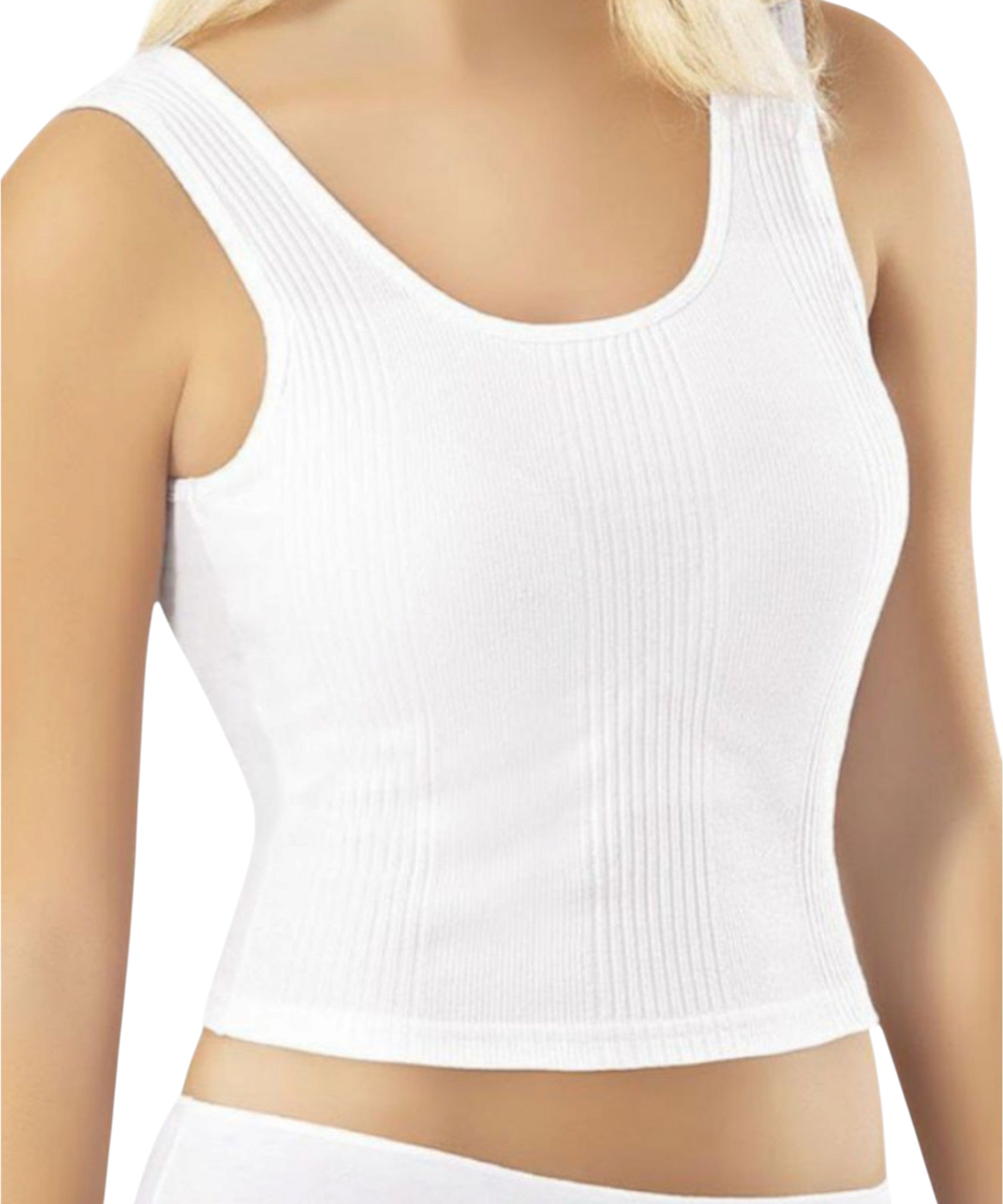 Crop-Top Damen Ripptop aus Baumwolle, ärmellos, figurbetont, elastisch