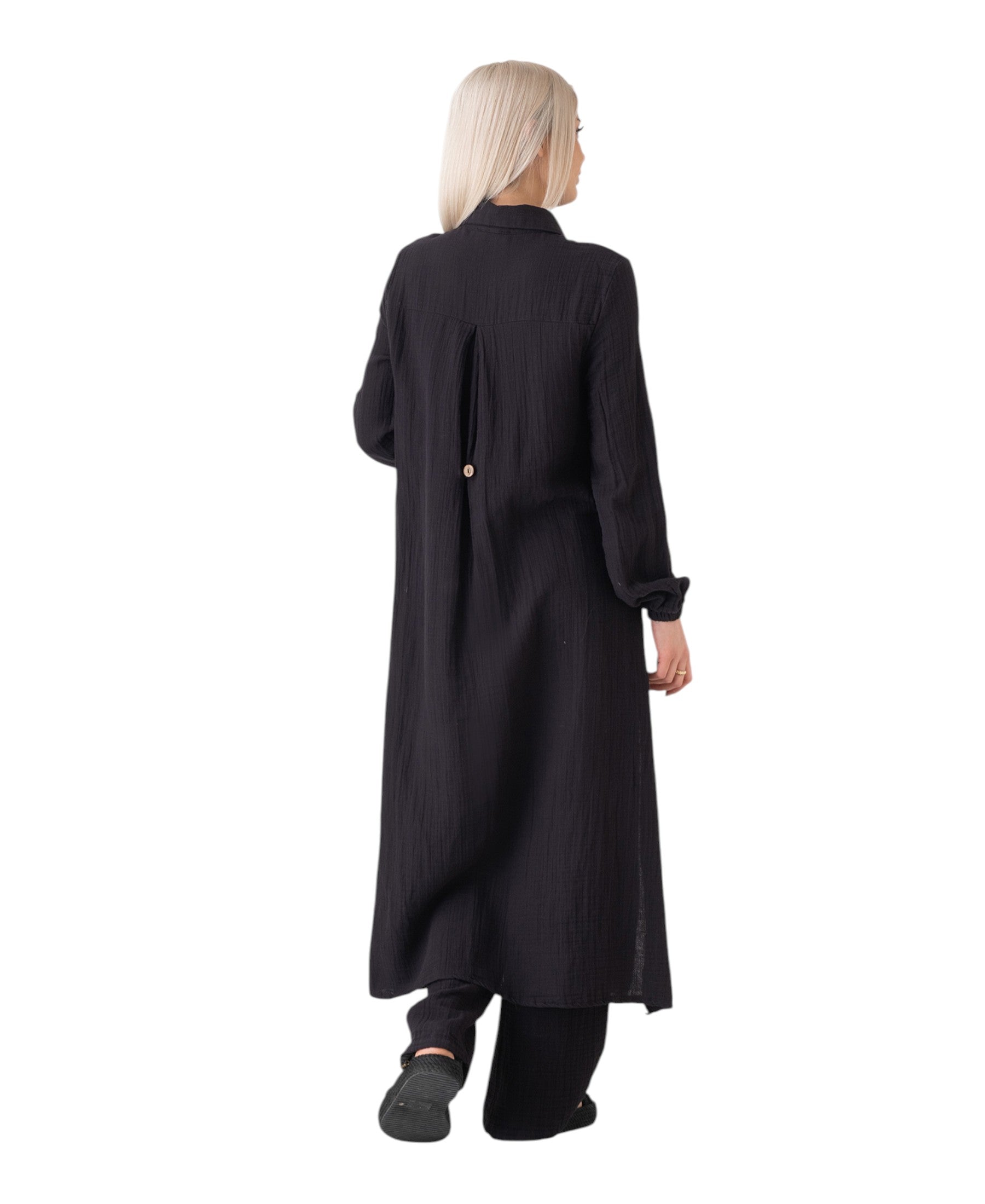 Longtunika Musselin 130cm lang Kokosknopf  100% Baumwolle Modest Look 36-50