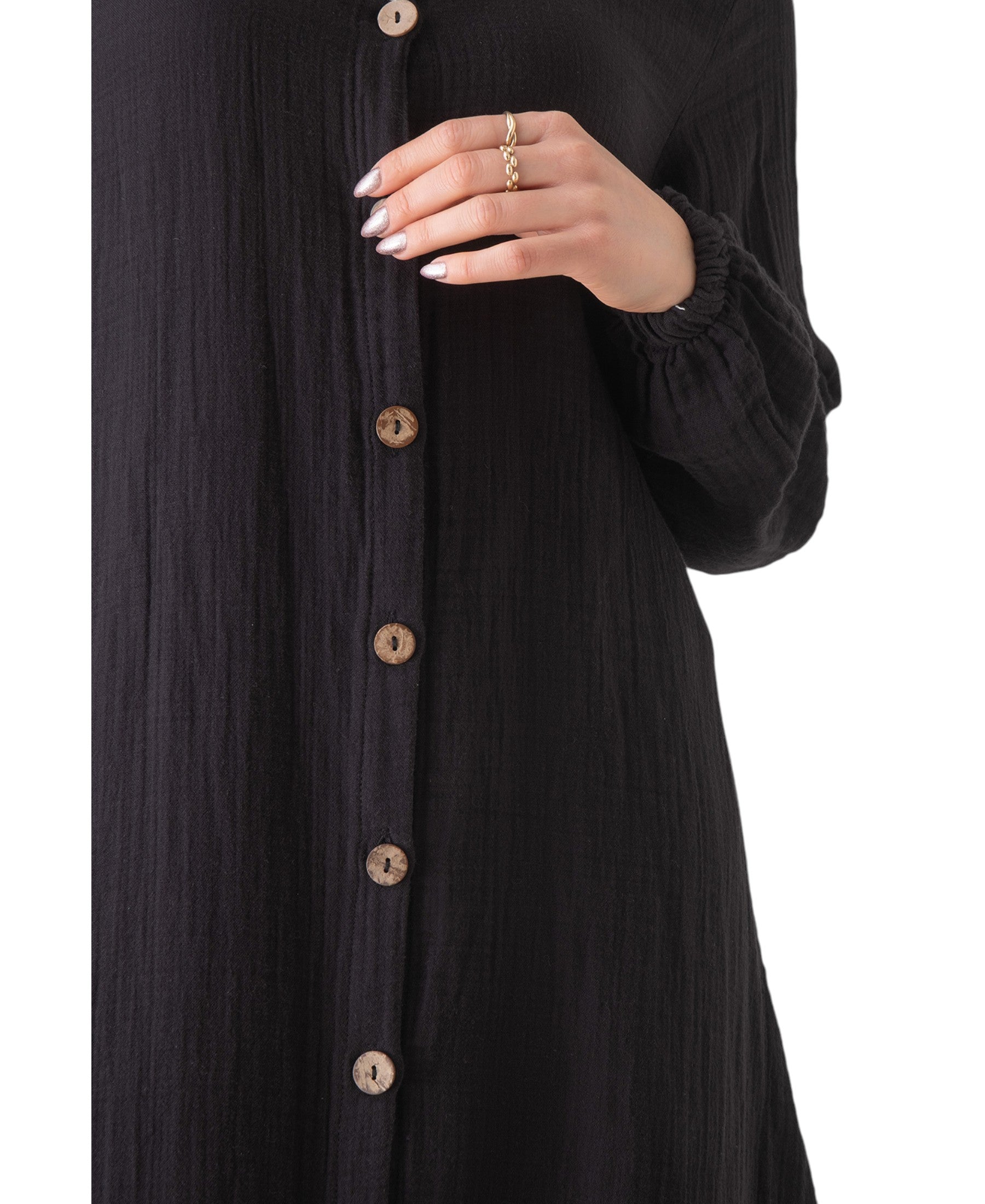 Longtunika Musselin 130cm lang Kokosknopf  100% Baumwolle Modest Look 36-50