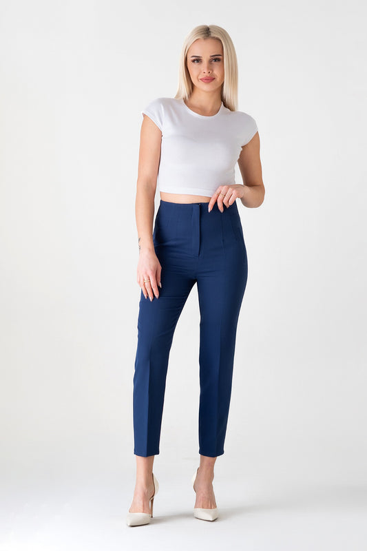 Bügelfaltenhose Damen Hose Elegant Slim Fit Stretch mit V-Detail