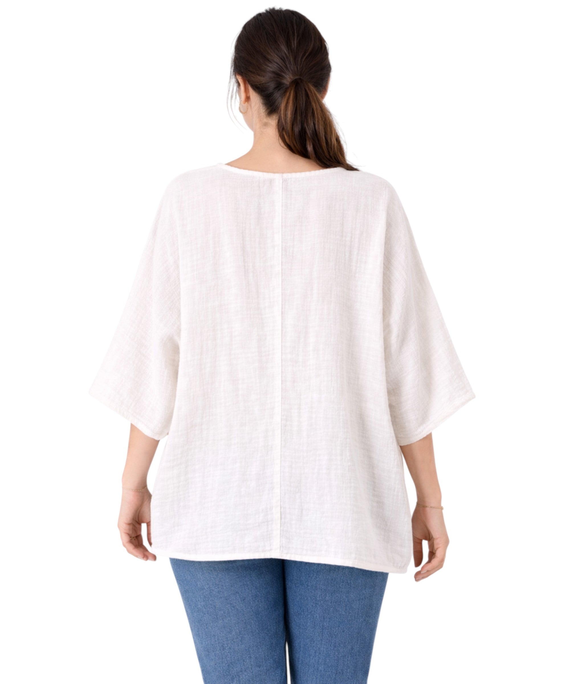 Blusentop Damen Musselin Oversize Bluse Fledermausärmel