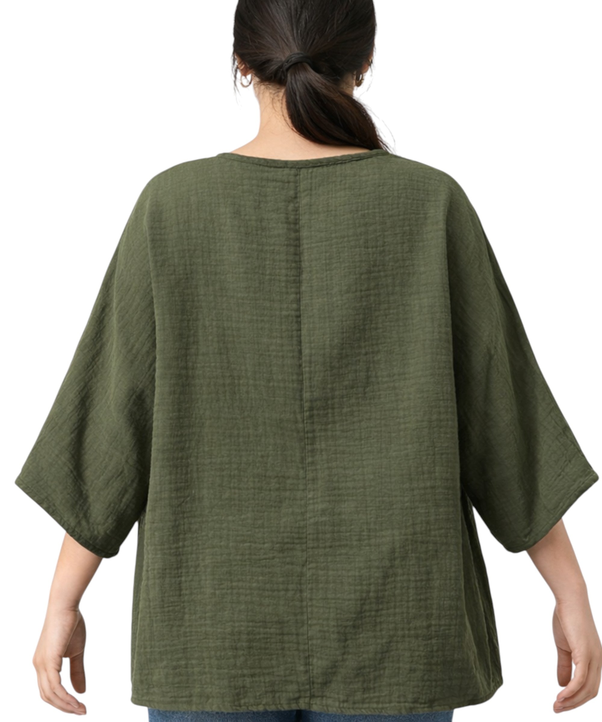 Blusentop Damen Musselin Oversize Bluse Fledermausärmel