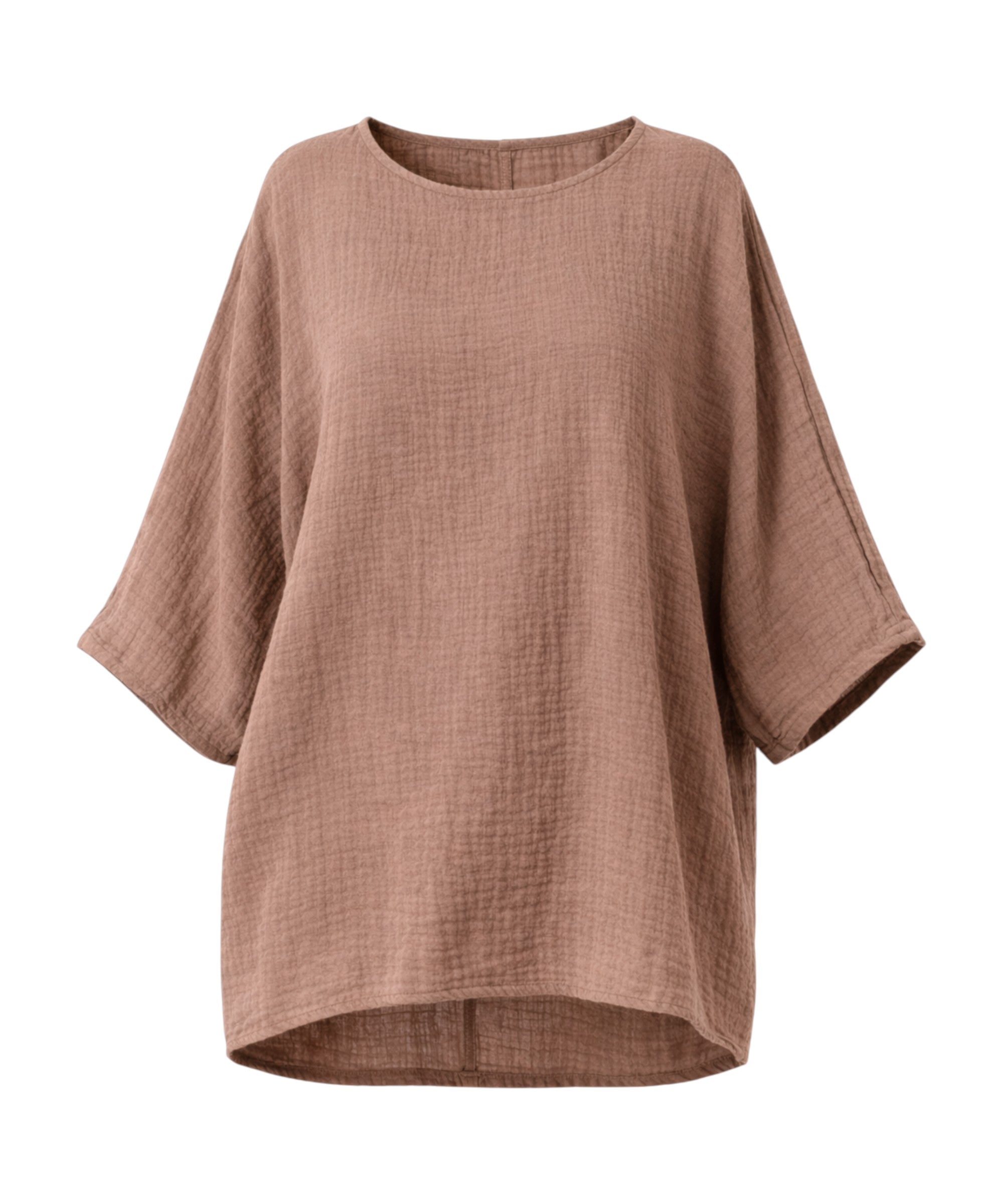 Blusentop Damen Musselin Oversize Bluse Fledermausärmel
