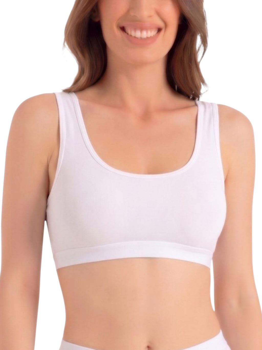 Bustier Damen 2er Pack Bambus BH mit Pads breite Träger weich