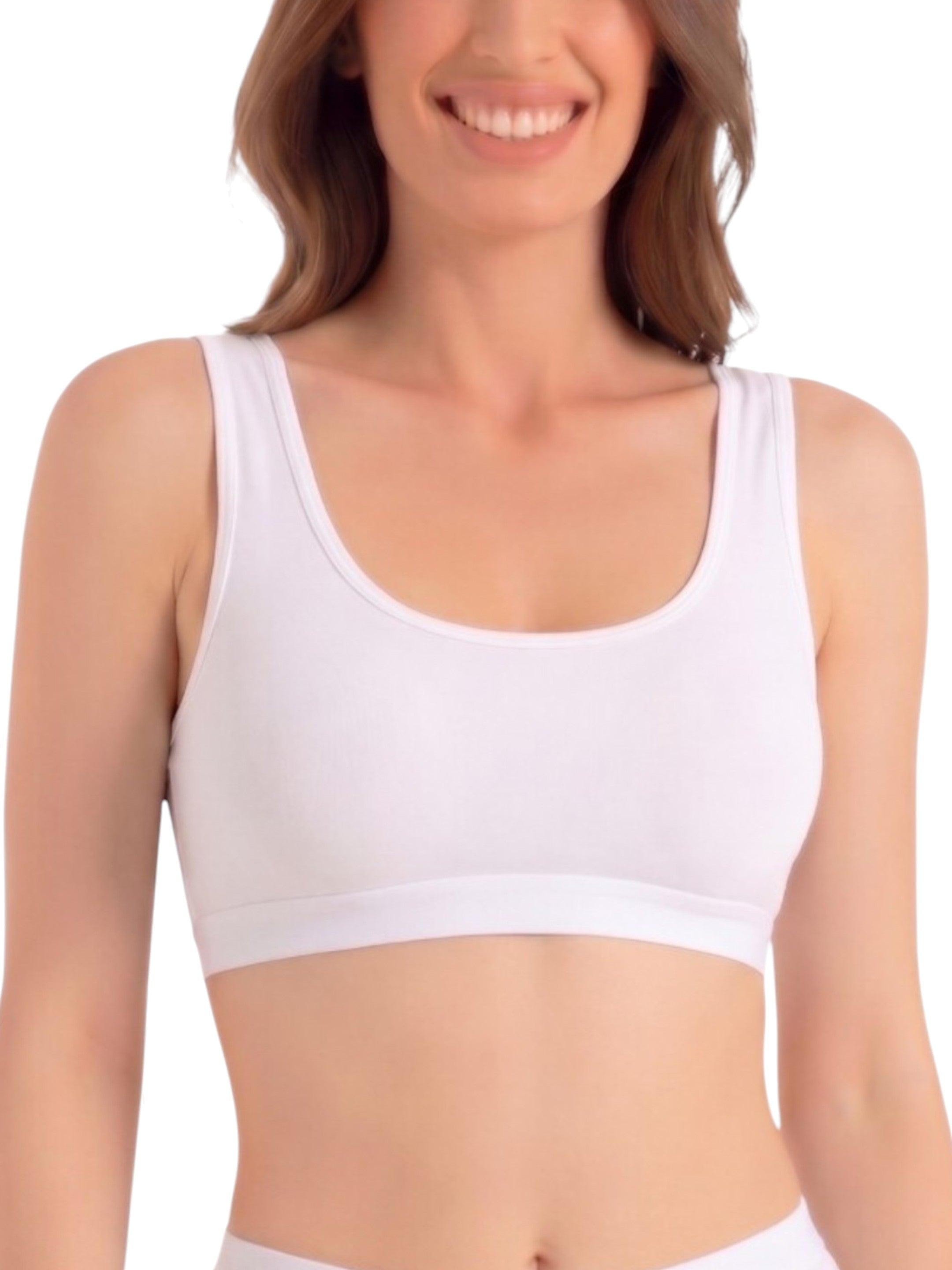 Bustier Damen 2er Pack Bambus BH mit Pads breite Träger weich