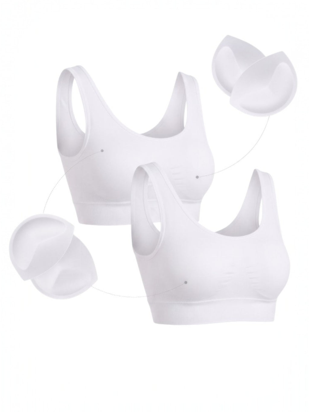 Bustier Damen 2er Pack Bambus BH mit Pads breite Träger weich