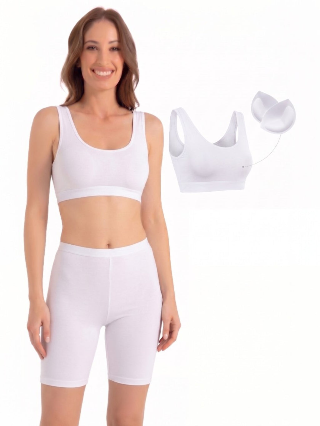 Bustier Damen 2er Pack Bambus BH mit Pads breite Träger weich