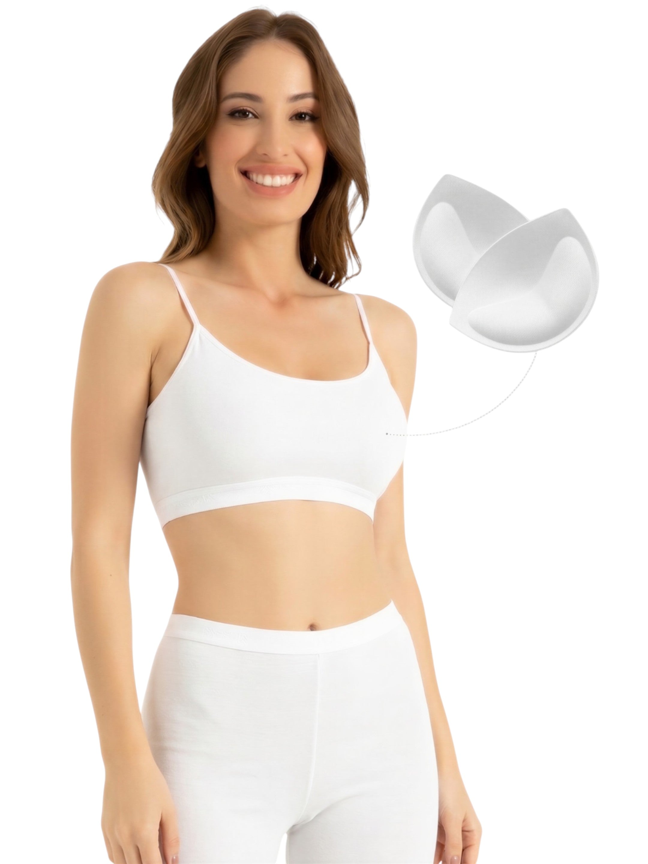 Bustier Damen 2er Pack Bambus BH mit Pads nahtlos weich atmungsaktiv elastisch