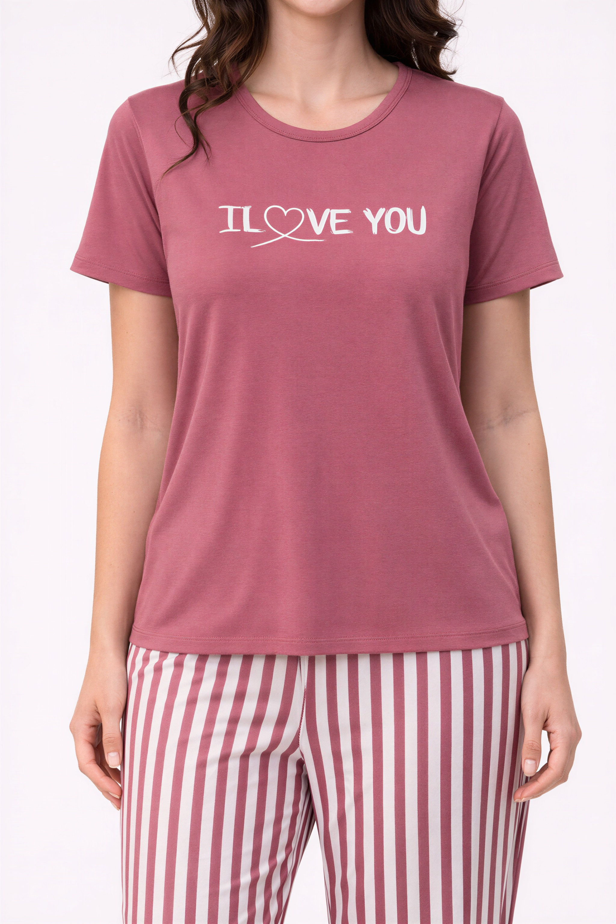 Pyjama Damen Hausanzug - Schlafanzug mit T-Shirt & langer Hose, 3 Designs