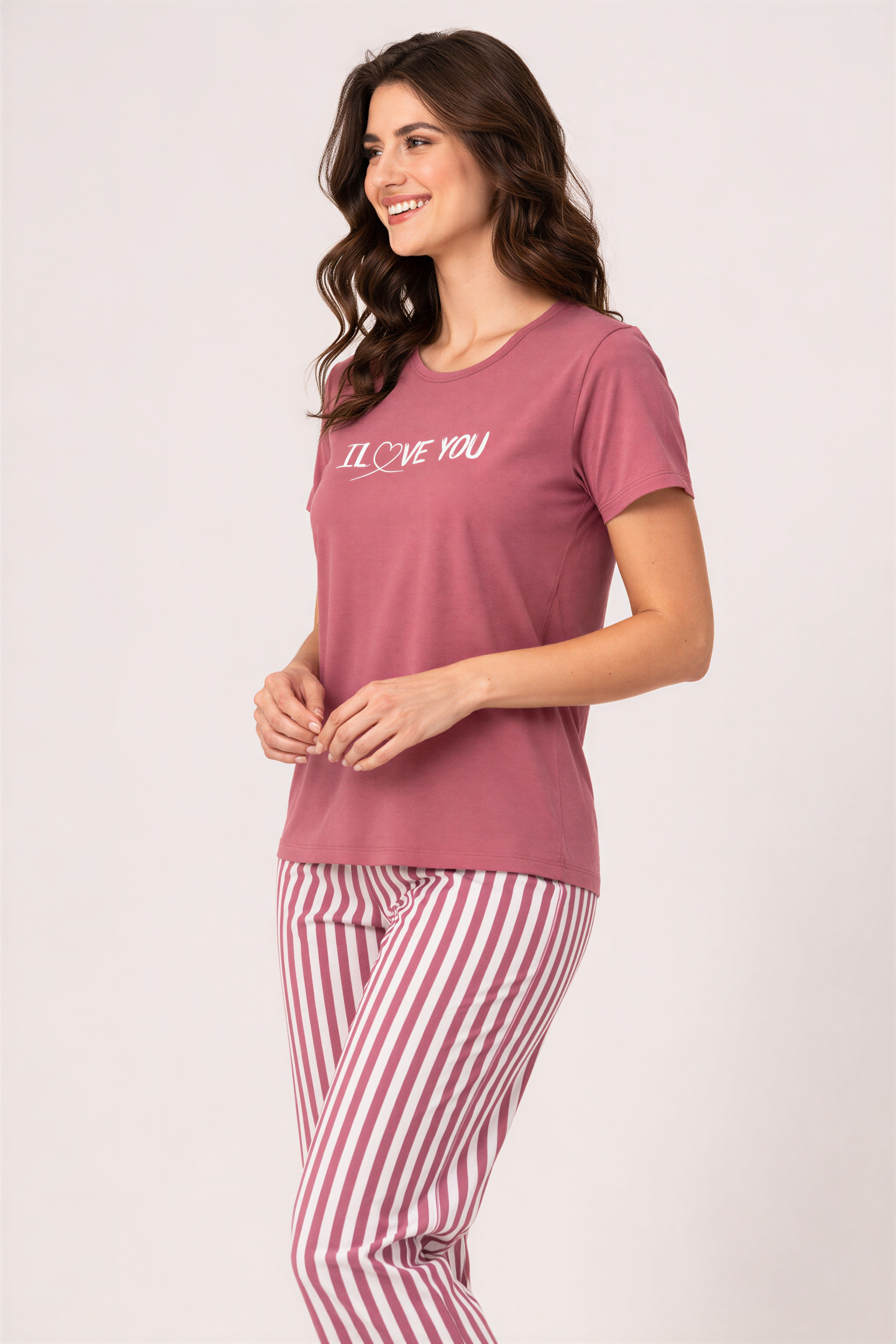 Pyjama Damen Hausanzug - Schlafanzug mit T-Shirt & langer Hose, 3 Designs