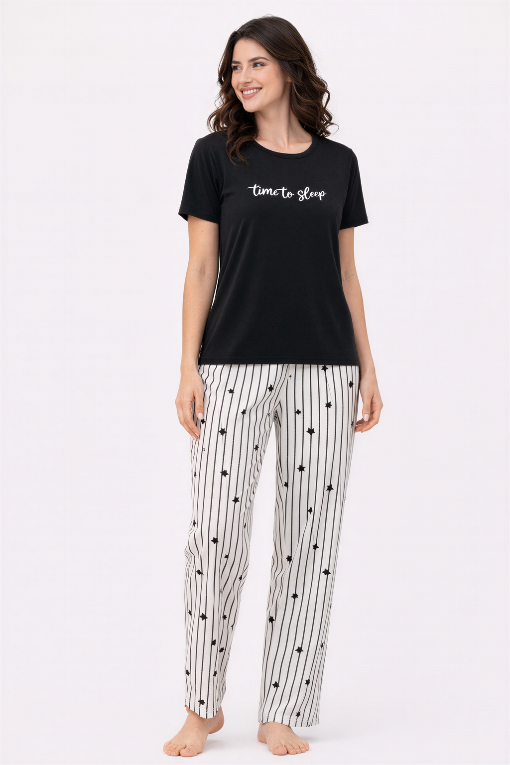 Pyjama Damen Hausanzug - Schlafanzug mit T-Shirt & langer Hose, 3 Designs