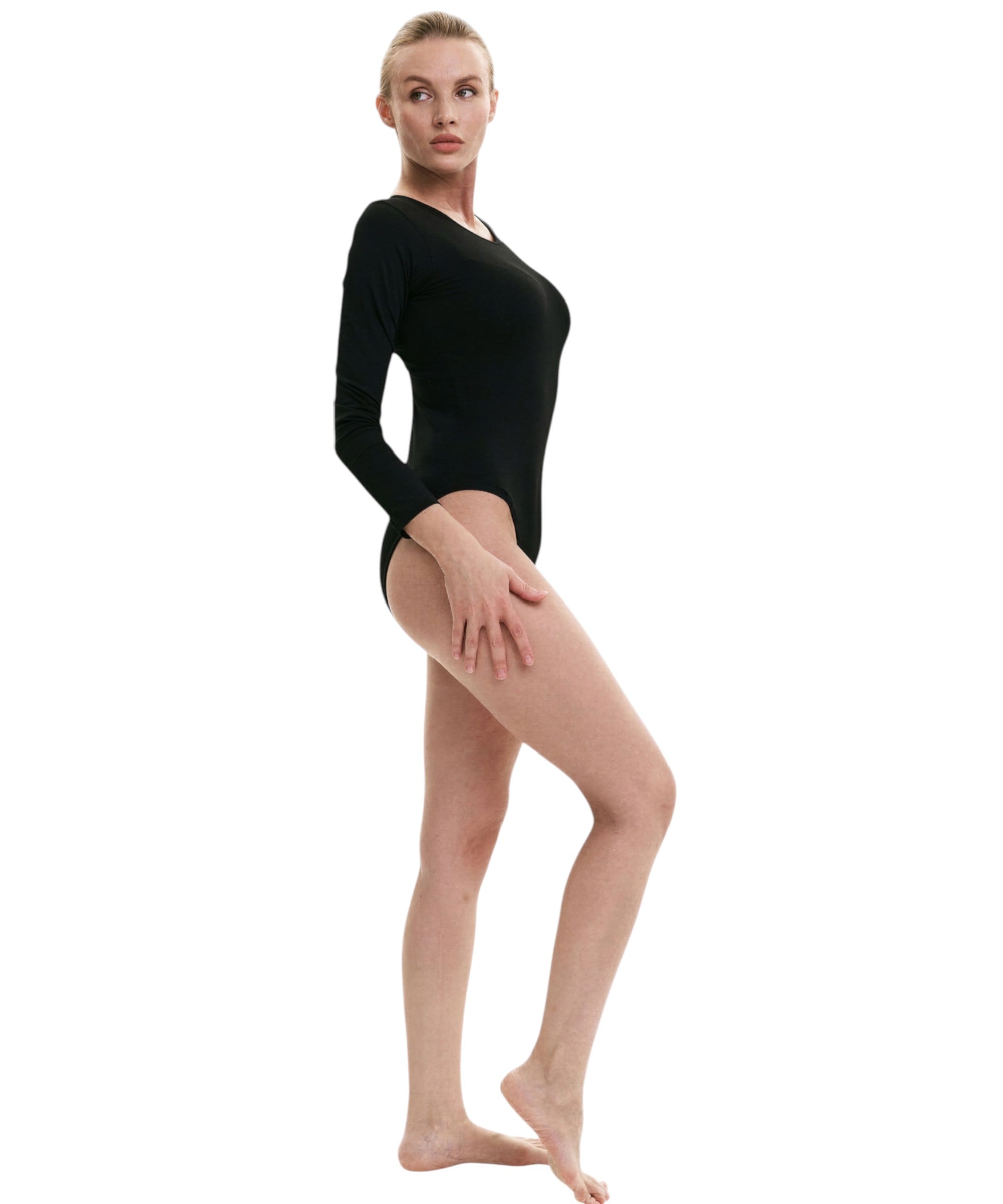 Langarmbody Damen-Top Body langärmlig Bodysuit mit Hakenverschlüssen