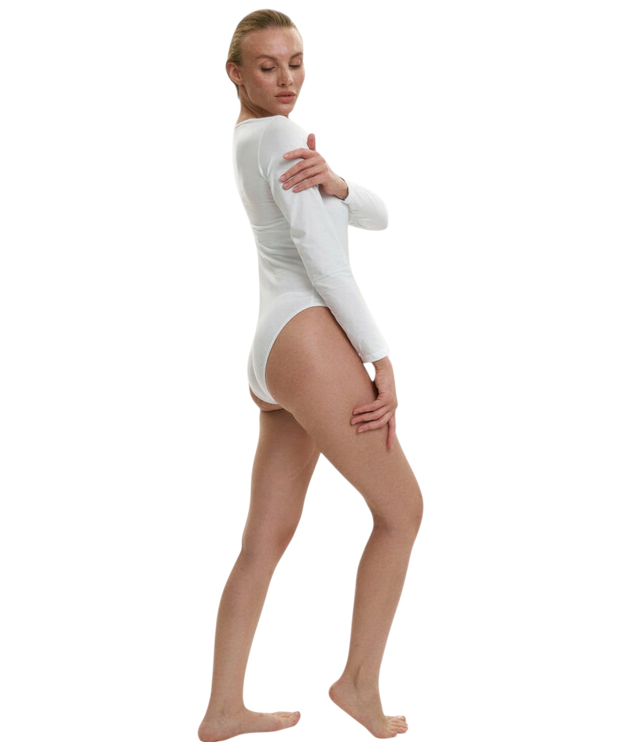 Langarmbody Damen-Top Body langärmlig Bodysuit mit Hakenverschlüssen
