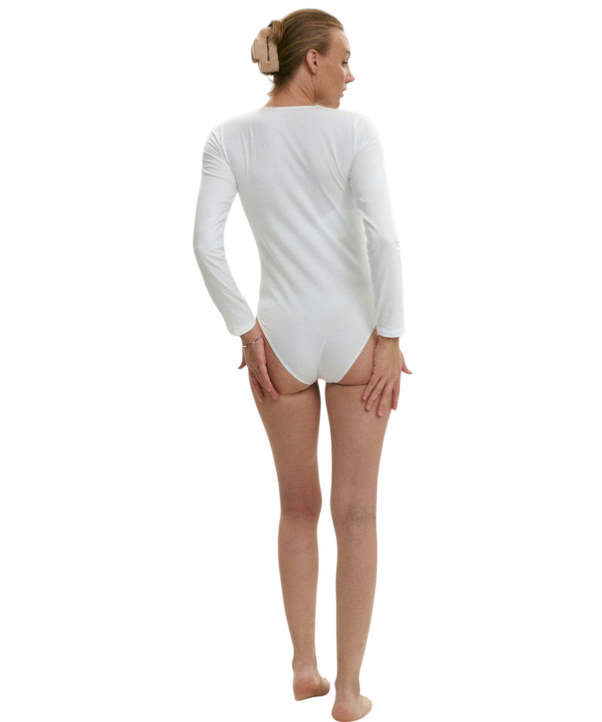 Langarmbody Damen-Top Body langärmlig Bodysuit mit Hakenverschlüssen