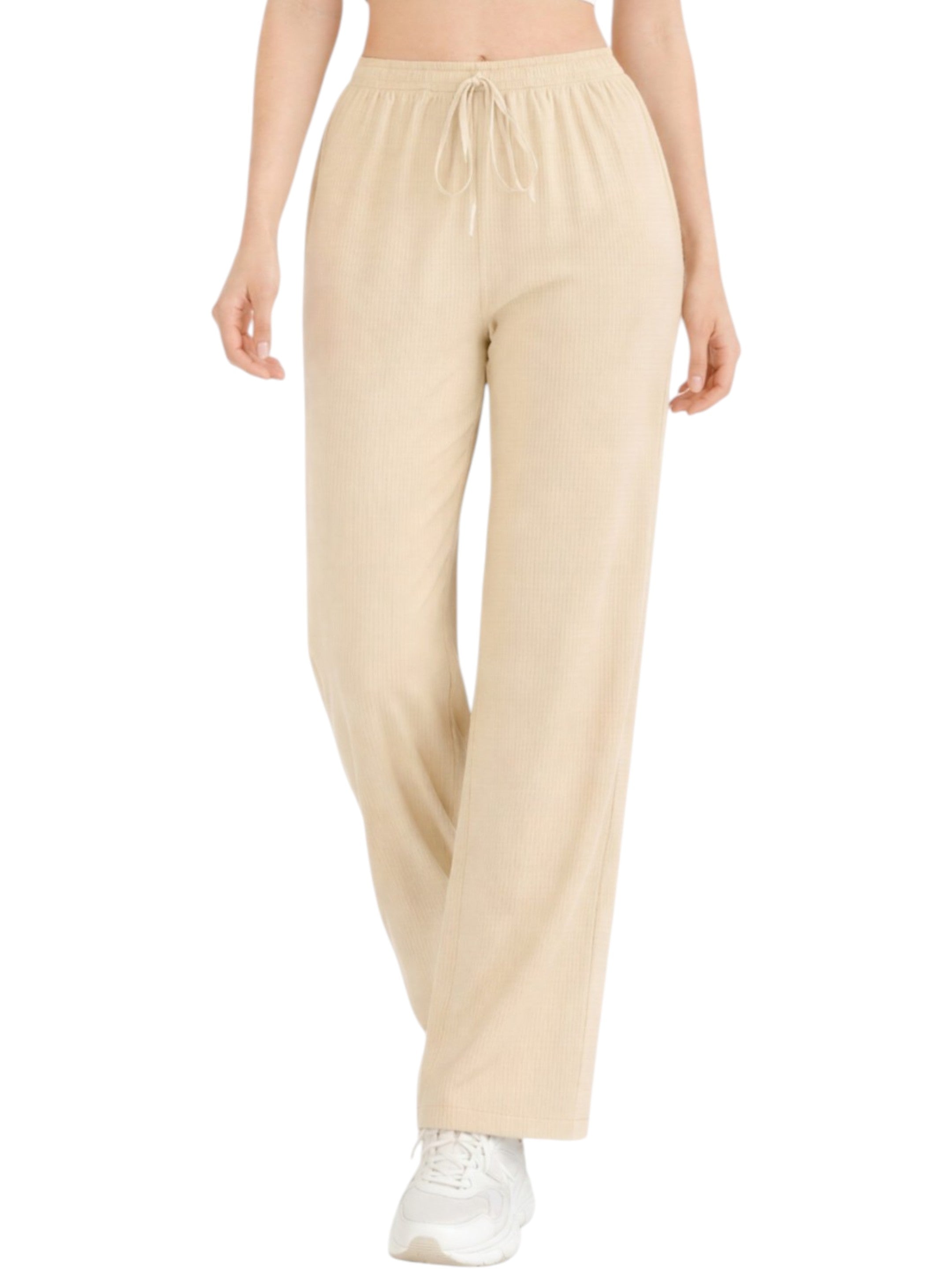 Palazzohose Damen Crinkle Hose – Weite Sommerhose elastischer Bund