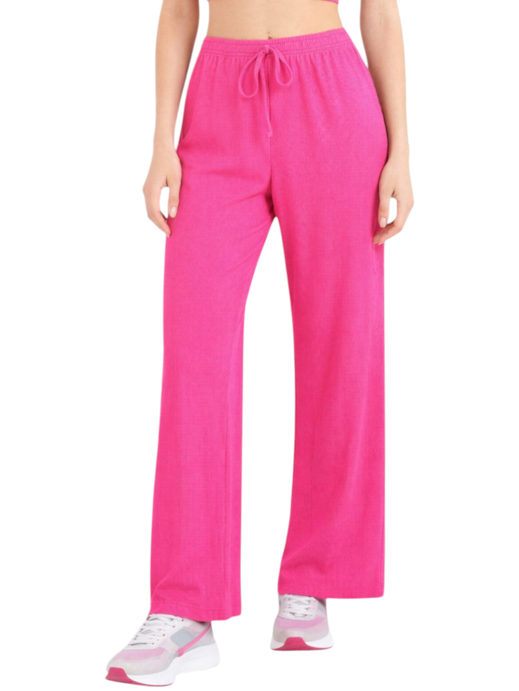Palazzohose Damen Crinkle Hose – Weite Sommerhose elastischer Bund
