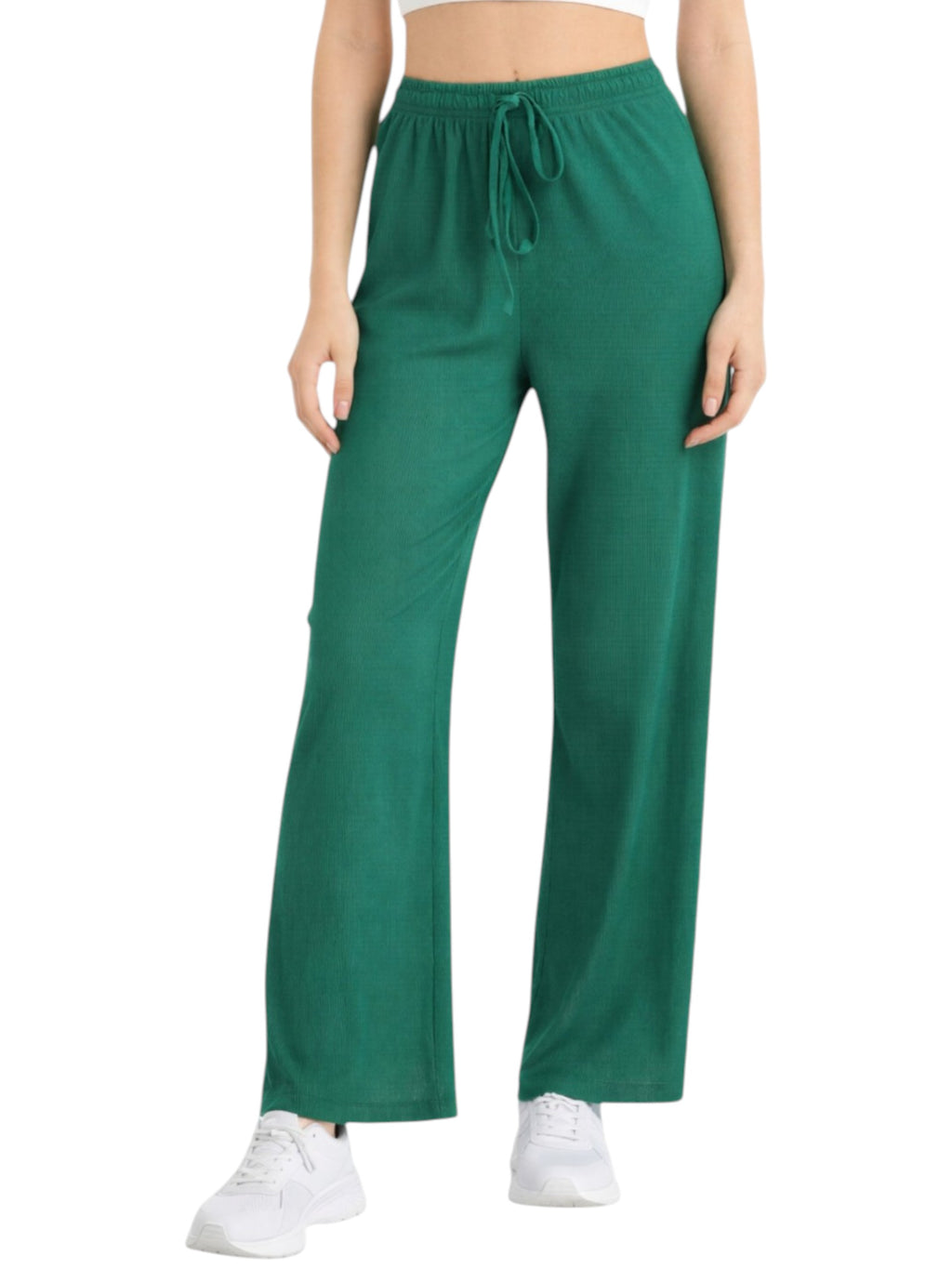 Palazzohose Damen Crinkle Hose – Weite Sommerhose elastischer Bund