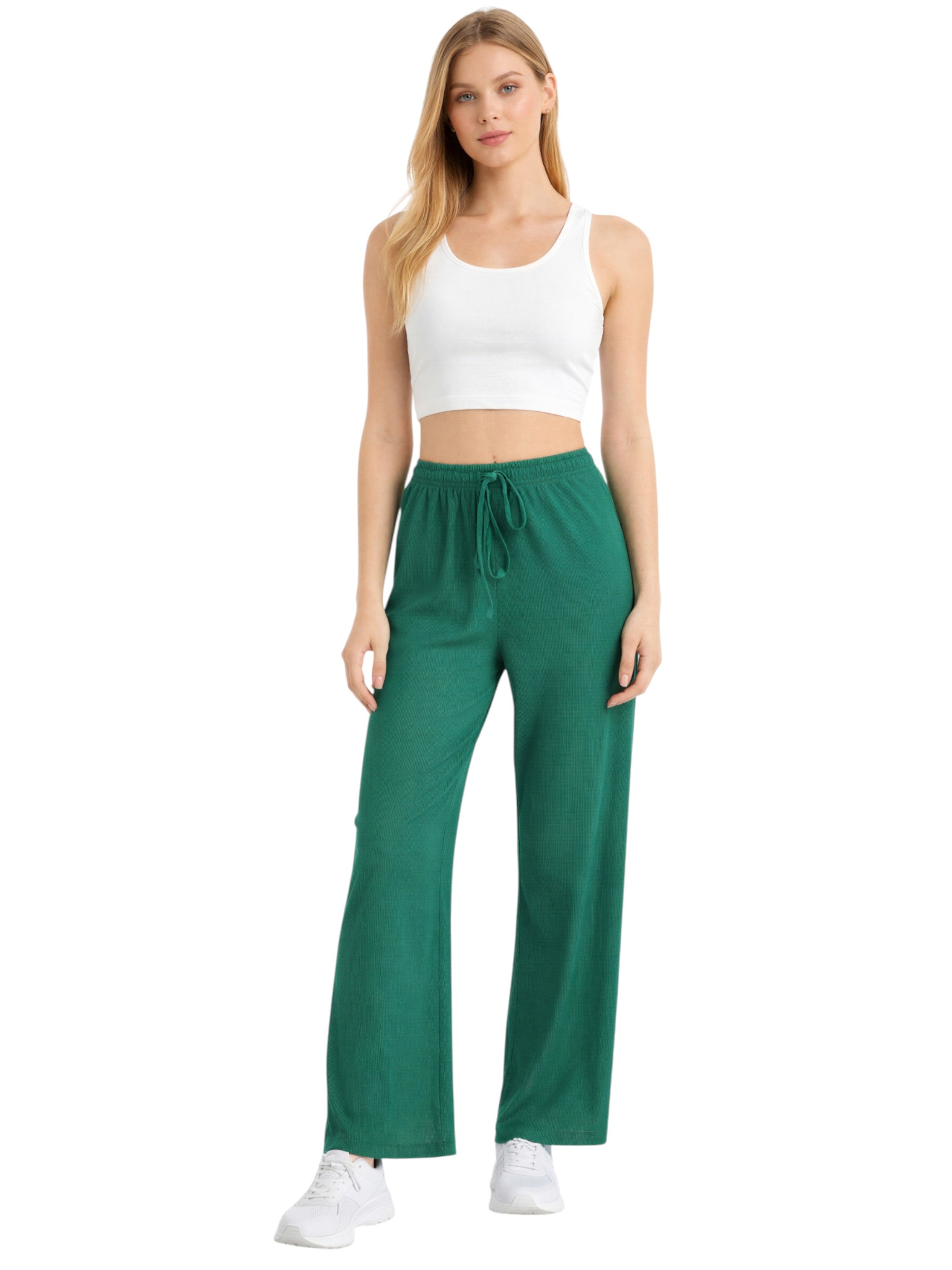 Palazzohose Damen Crinkle Hose – Weite Sommerhose elastischer Bund