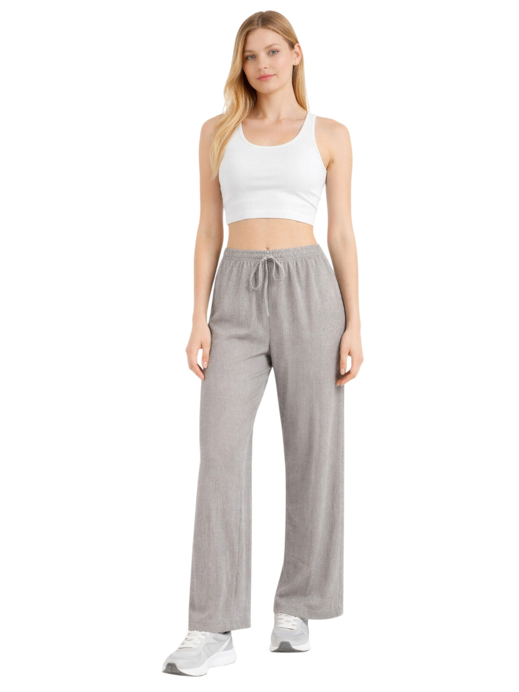 Palazzohose Damen Crinkle Hose – Weite Sommerhose elastischer Bund