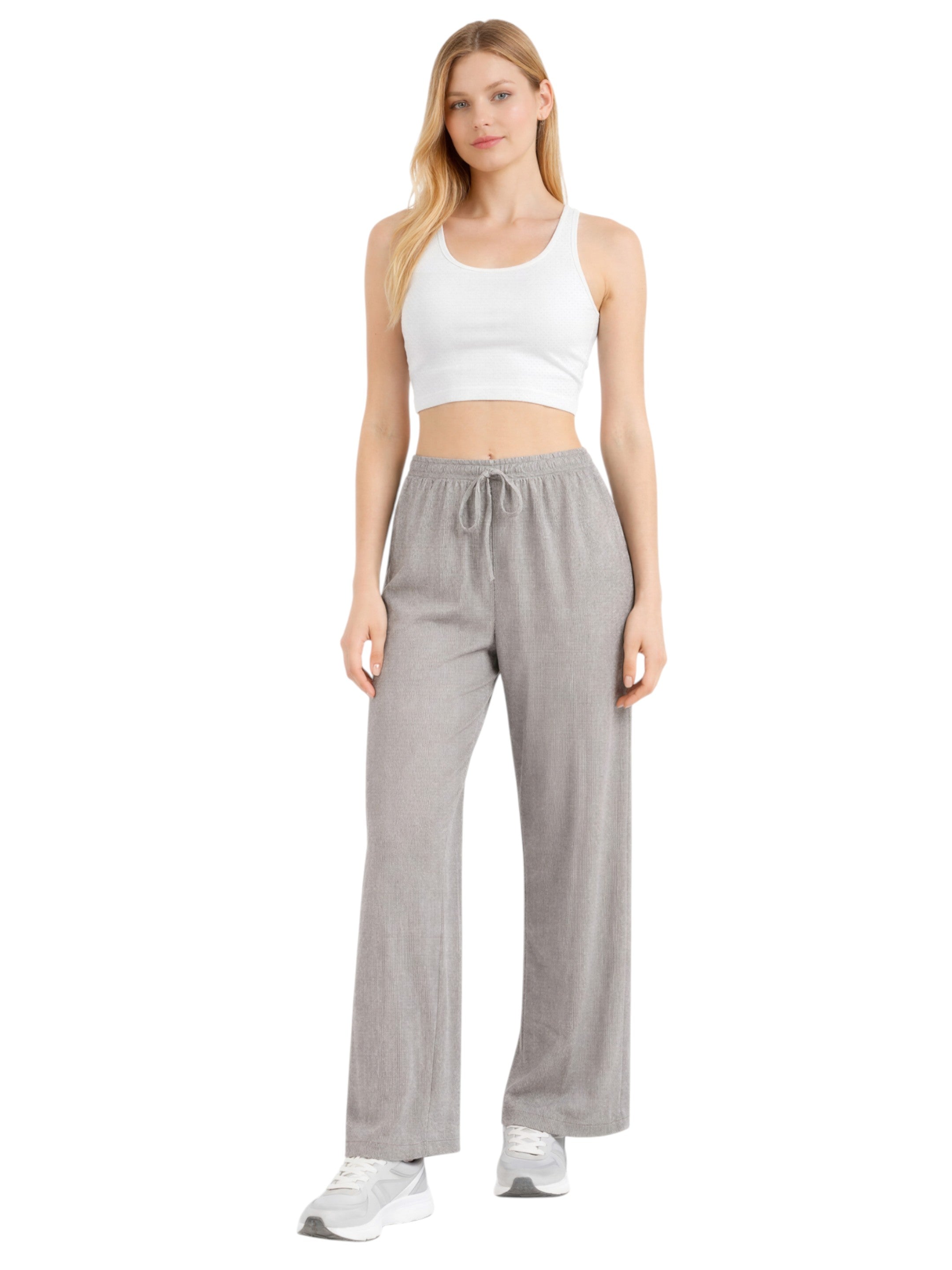 Palazzohose Damen Crinkle Hose – Weite Sommerhose elastischer Bund