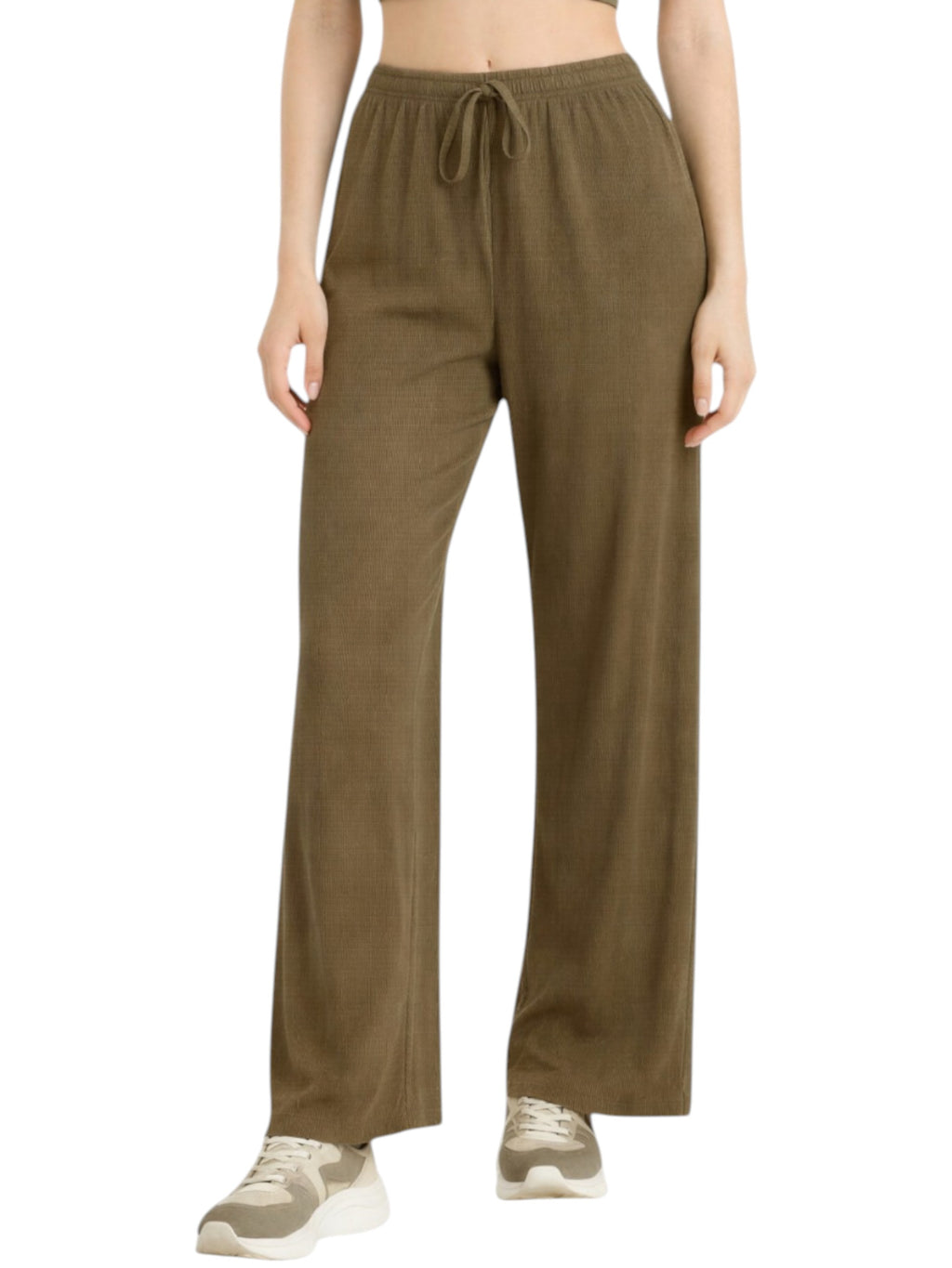 Palazzohose Damen Crinkle Hose – Weite Sommerhose elastischer Bund