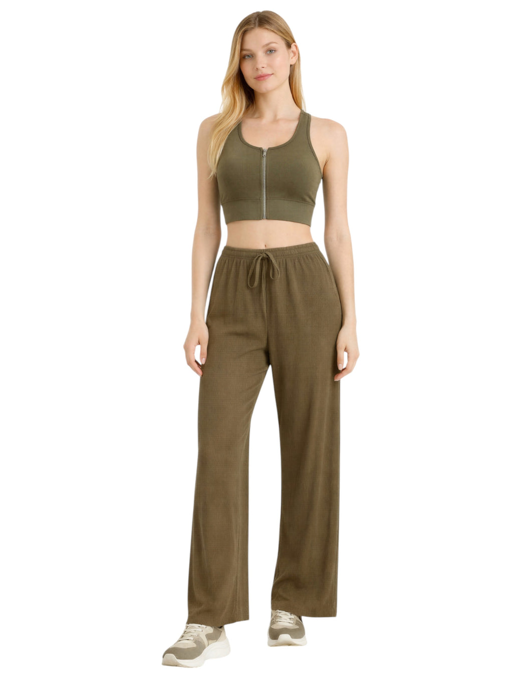 Palazzohose Damen Crinkle Hose – Weite Sommerhose elastischer Bund