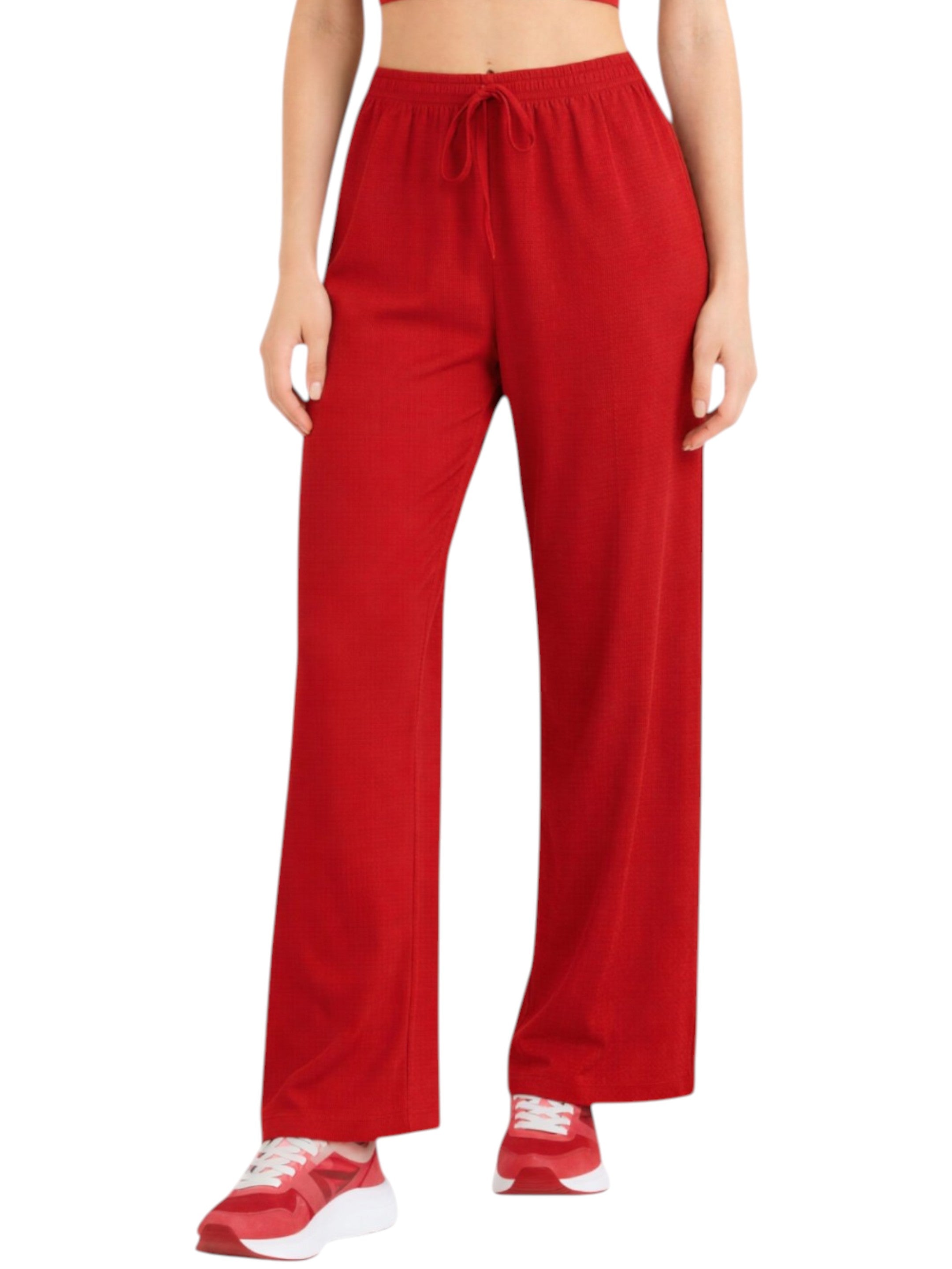 Palazzohose Damen Crinkle Hose – Weite Sommerhose elastischer Bund