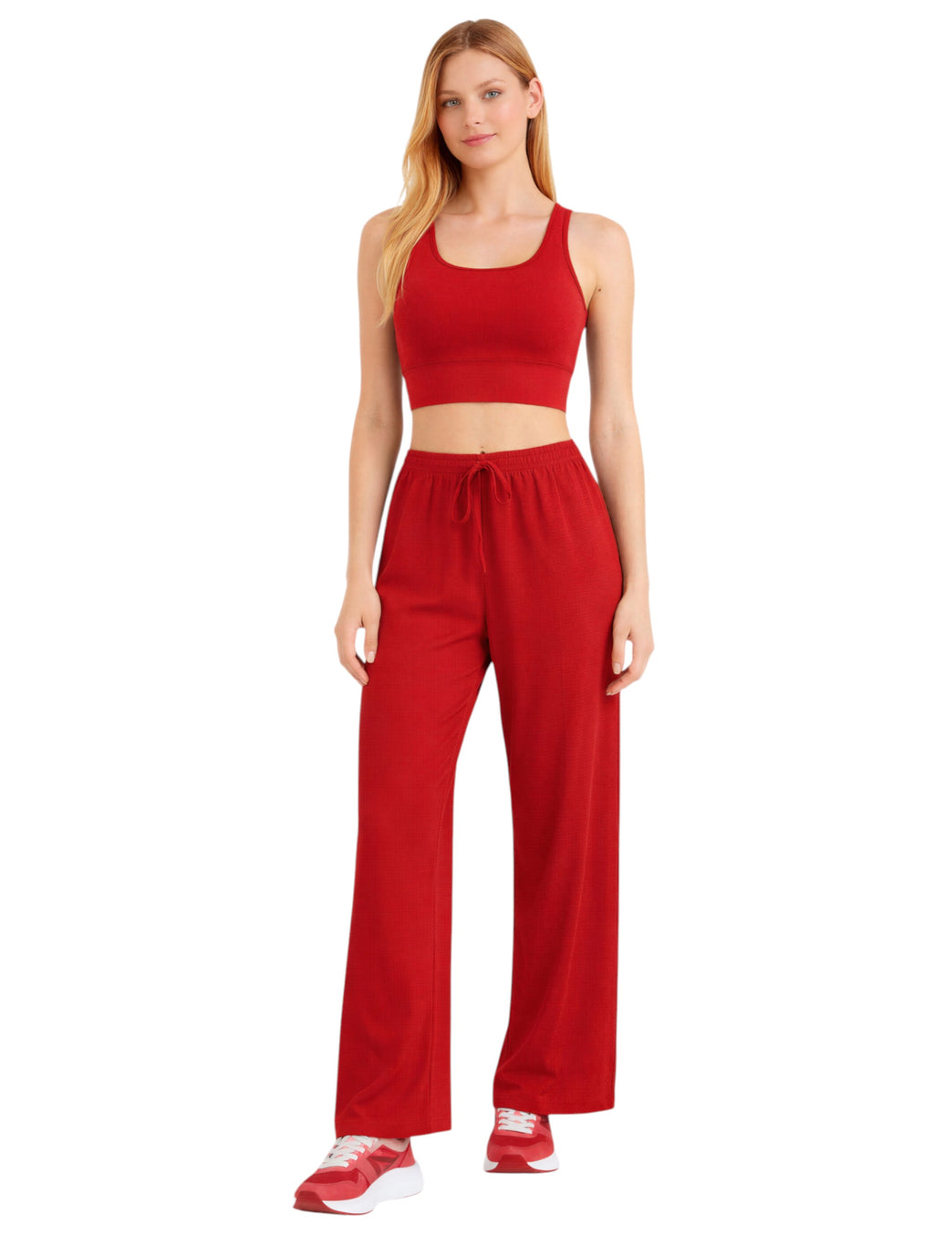 Palazzohose Damen Crinkle Hose – Weite Sommerhose elastischer Bund
