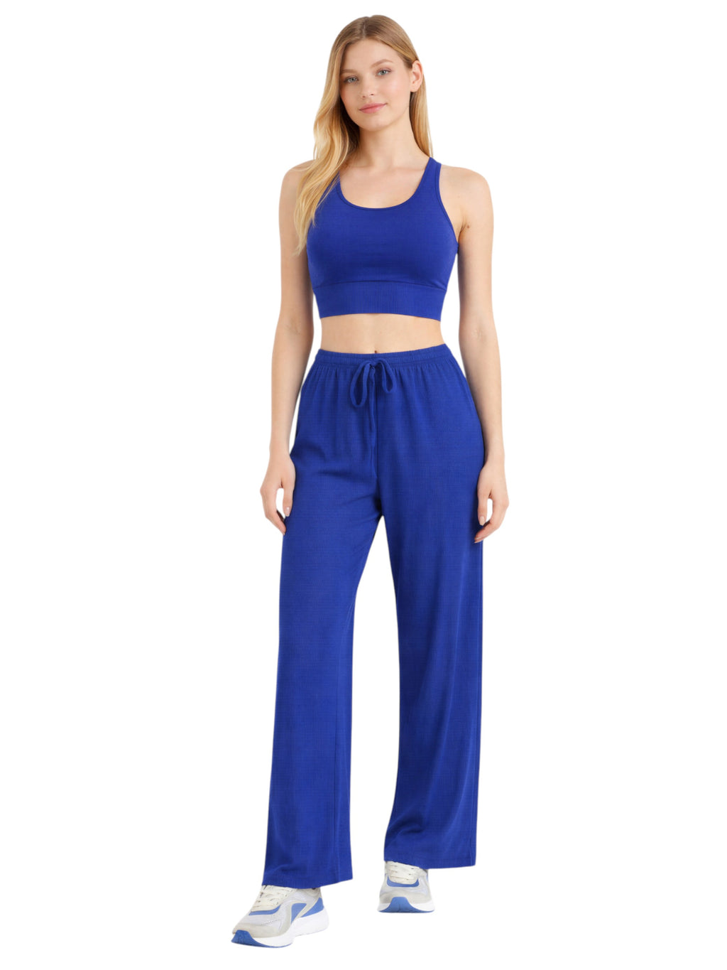 Palazzohose Damen Crinkle Hose – Weite Sommerhose elastischer Bund