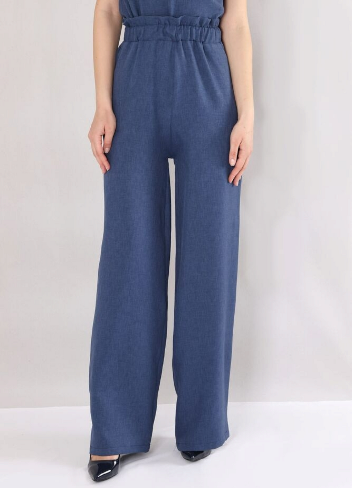 Haremshose Damen Palazzo Hose High Waist Leinenoptik - Marlene Sommerhose